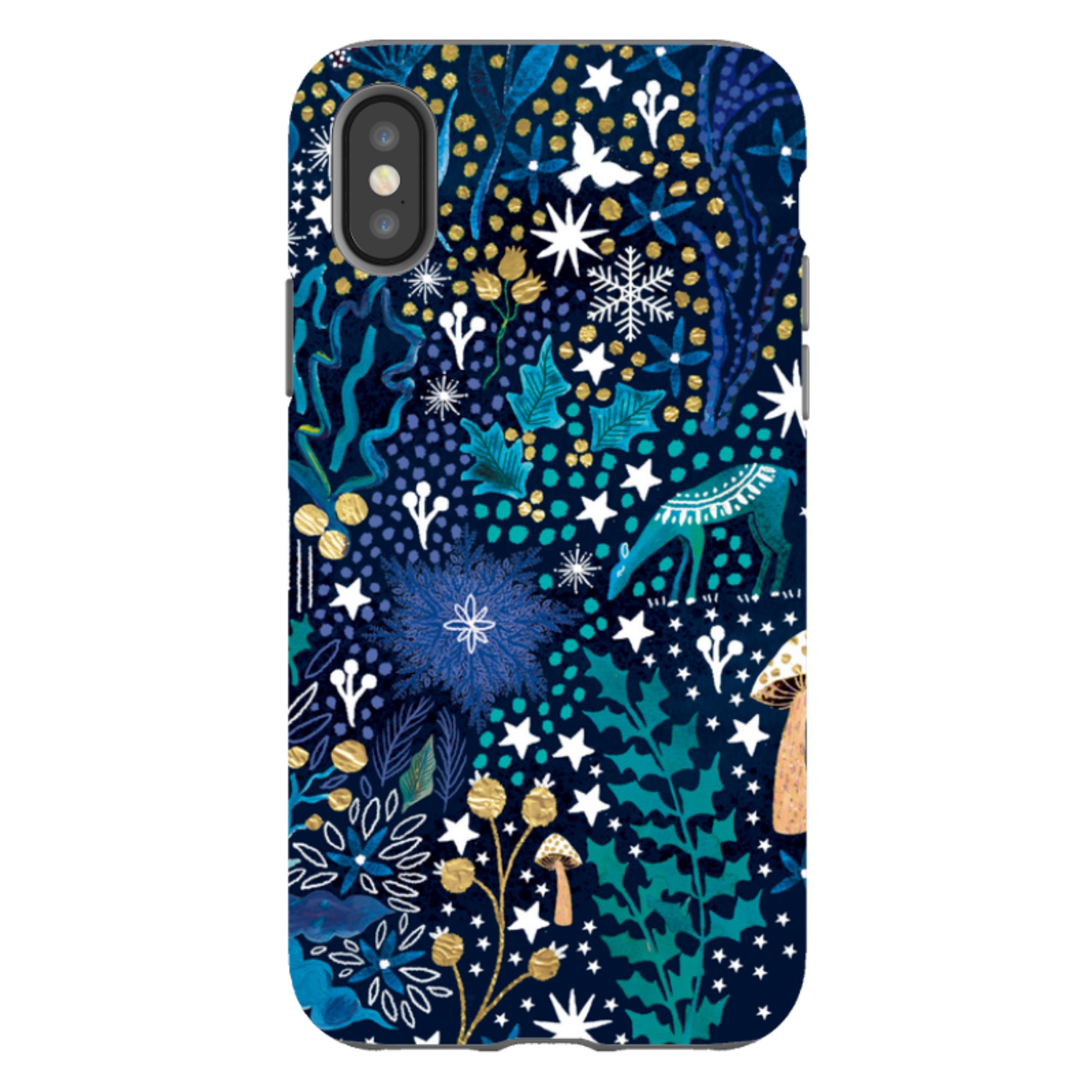 iPhone Tough Case - Winter Flowers Teal By Emma Frances Grant