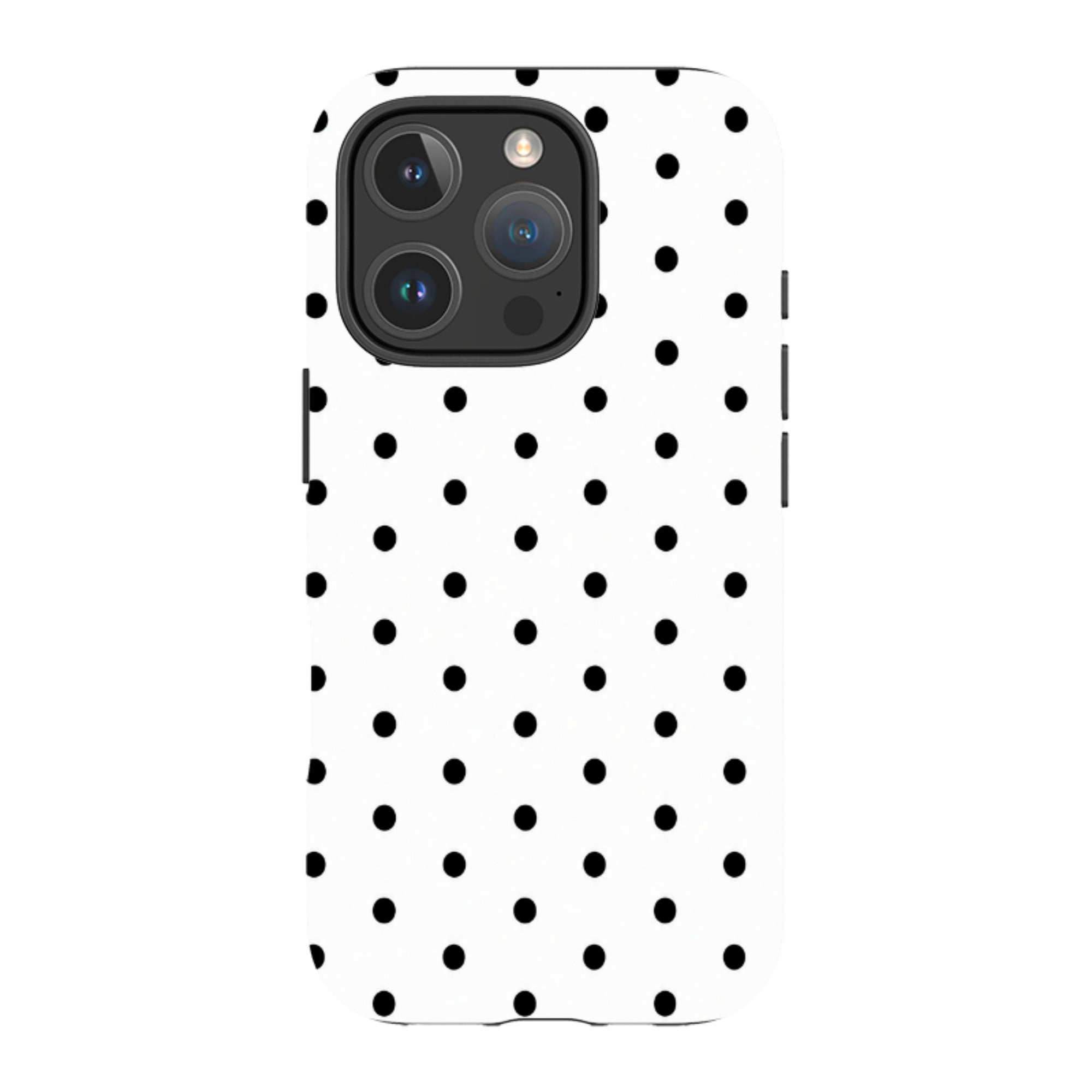 iPhone Tough Case - White & Black Polka Dot