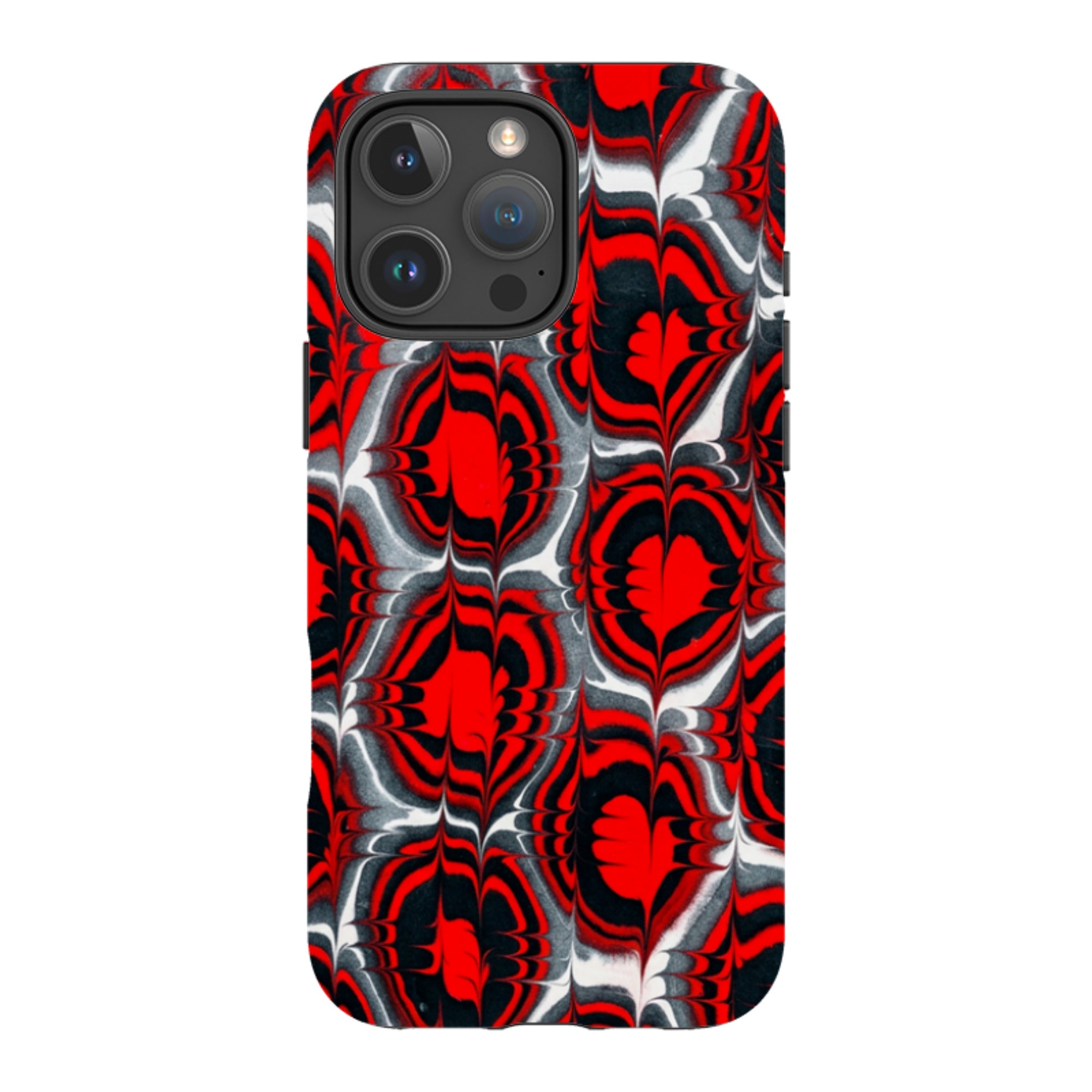 iPhone Tough Case - Red & Black Marble