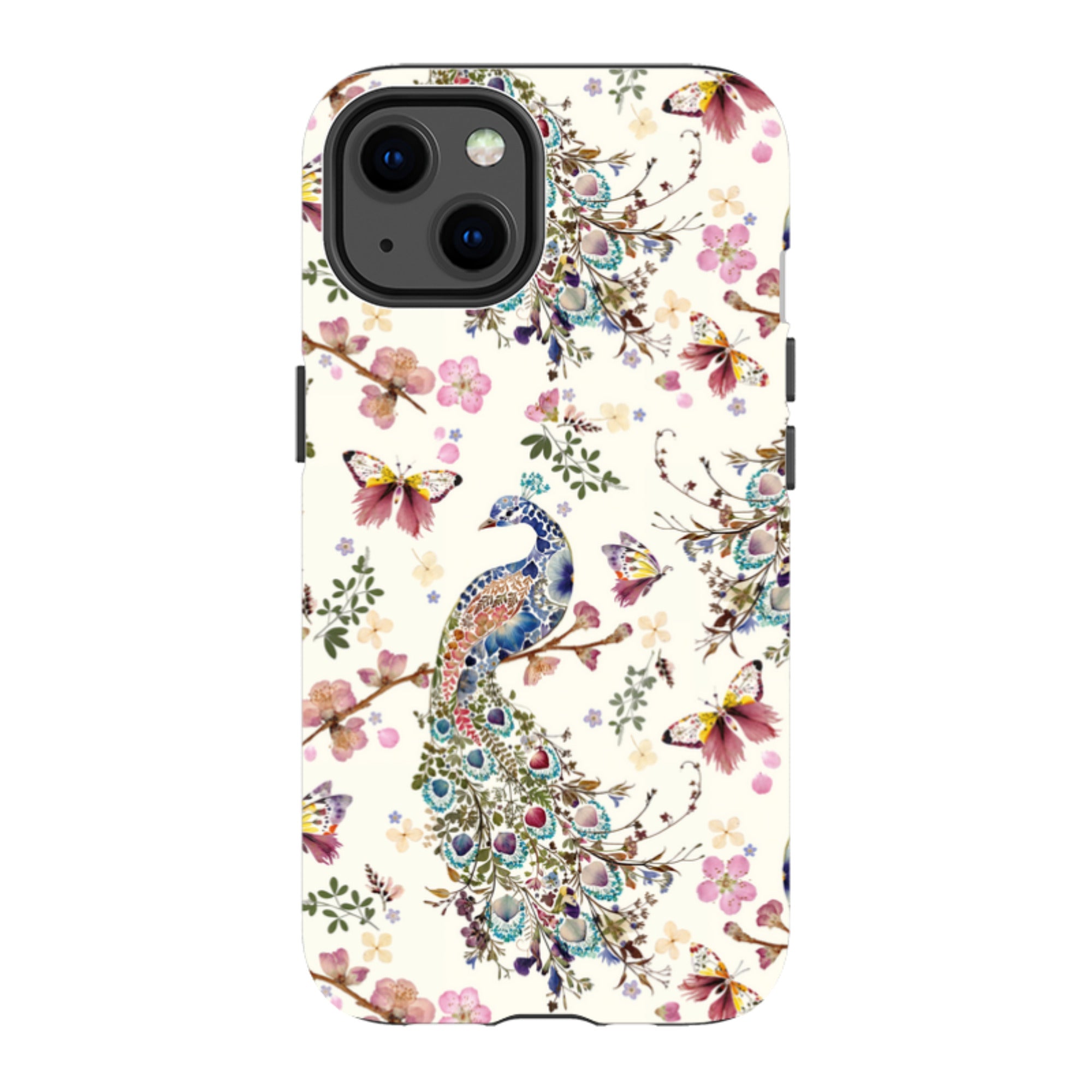 iPhone MagSafe Tough Case -  Peacock and Cherry Blossoms By Helen Ahpornsiri