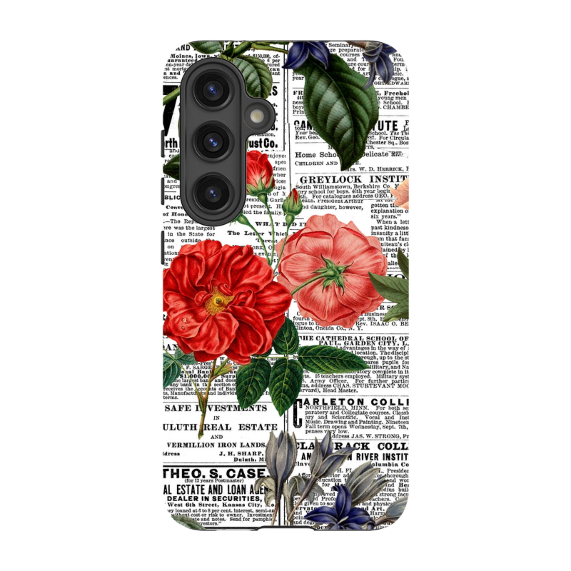 Samsung Tough Case - Floral Newsprint