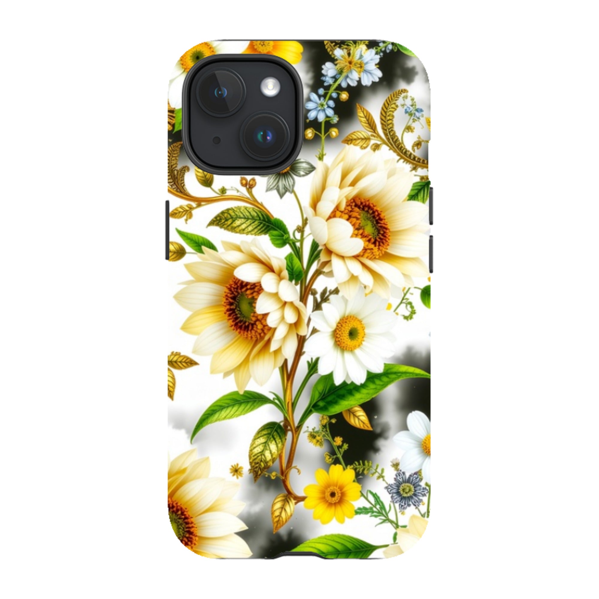 iPhone MagSafe Tough Case - Gold Flowers