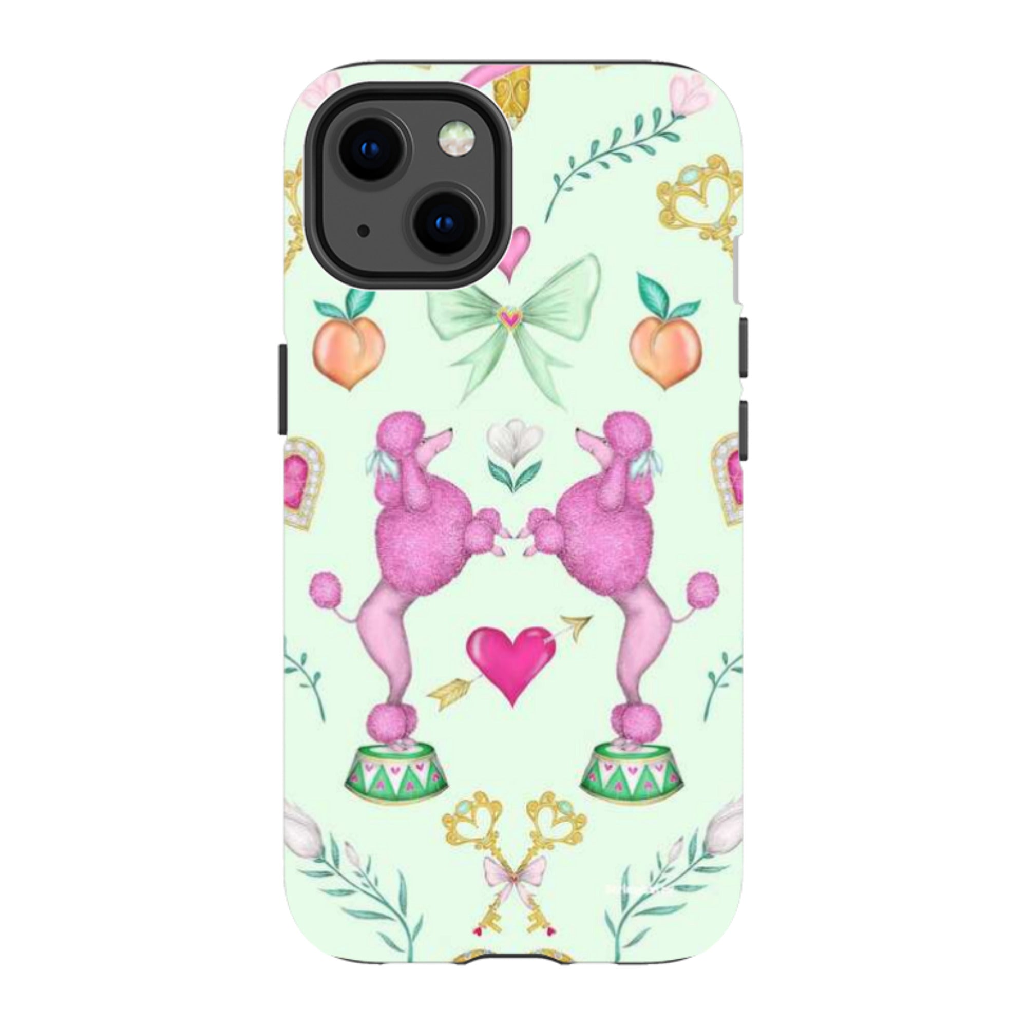 iPhone Tough Case - Pink Poodle Parlour Mint By Catherine Rowe
