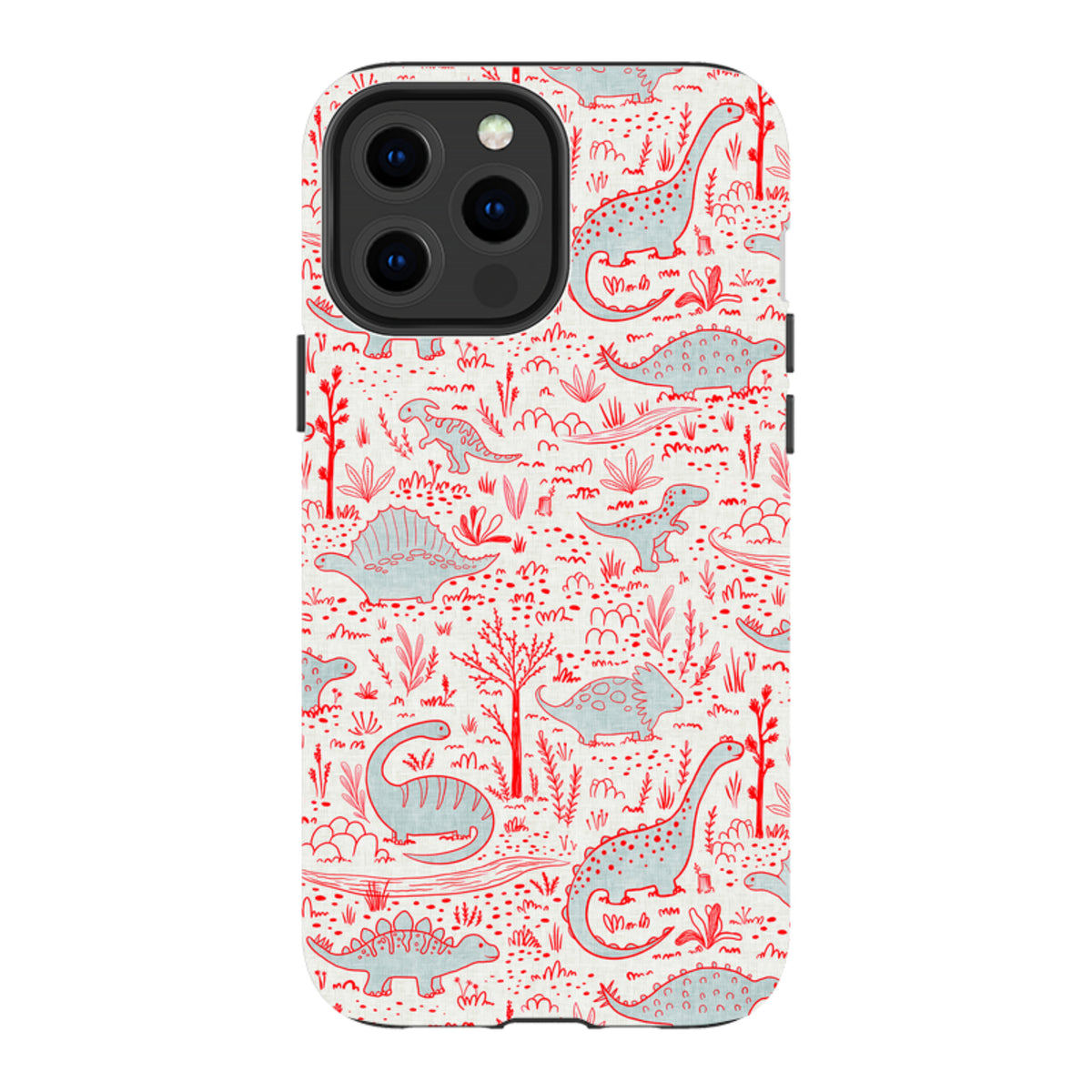 iPhone Tough Case - Dinosaur line Red and Blue By Katherine Quinn