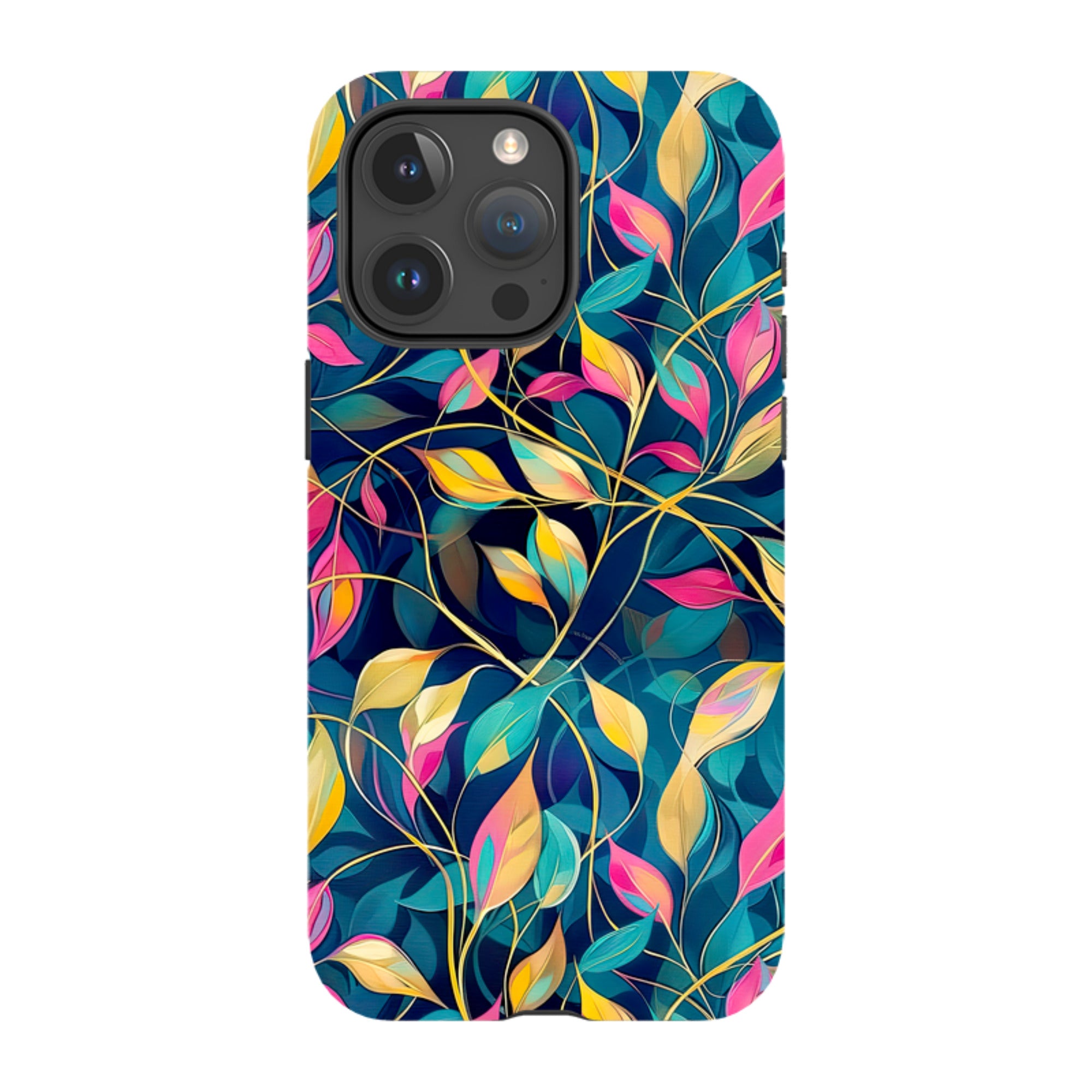 iPhone Case - Pink and Teal Leaves