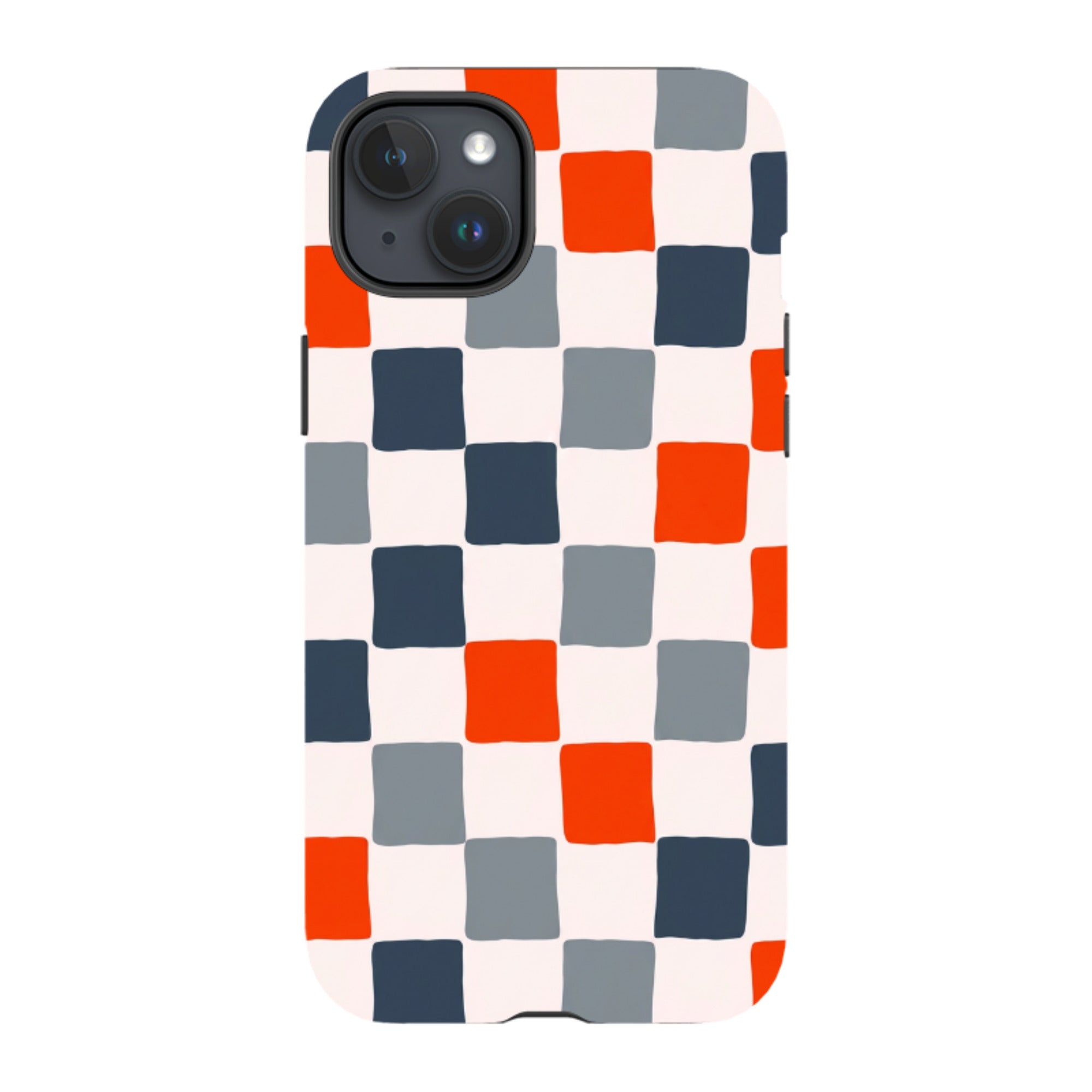 iPhone Tough Case - Orange & Navy Checkerboard