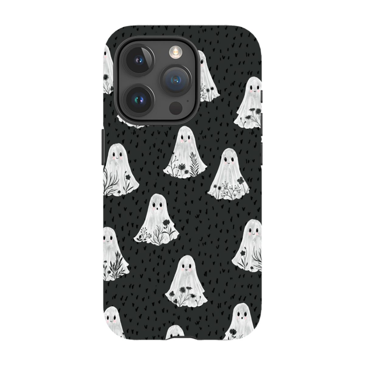 iPhone Tough Case - Floral Ghosts - Charcoal By Katherine Quinn