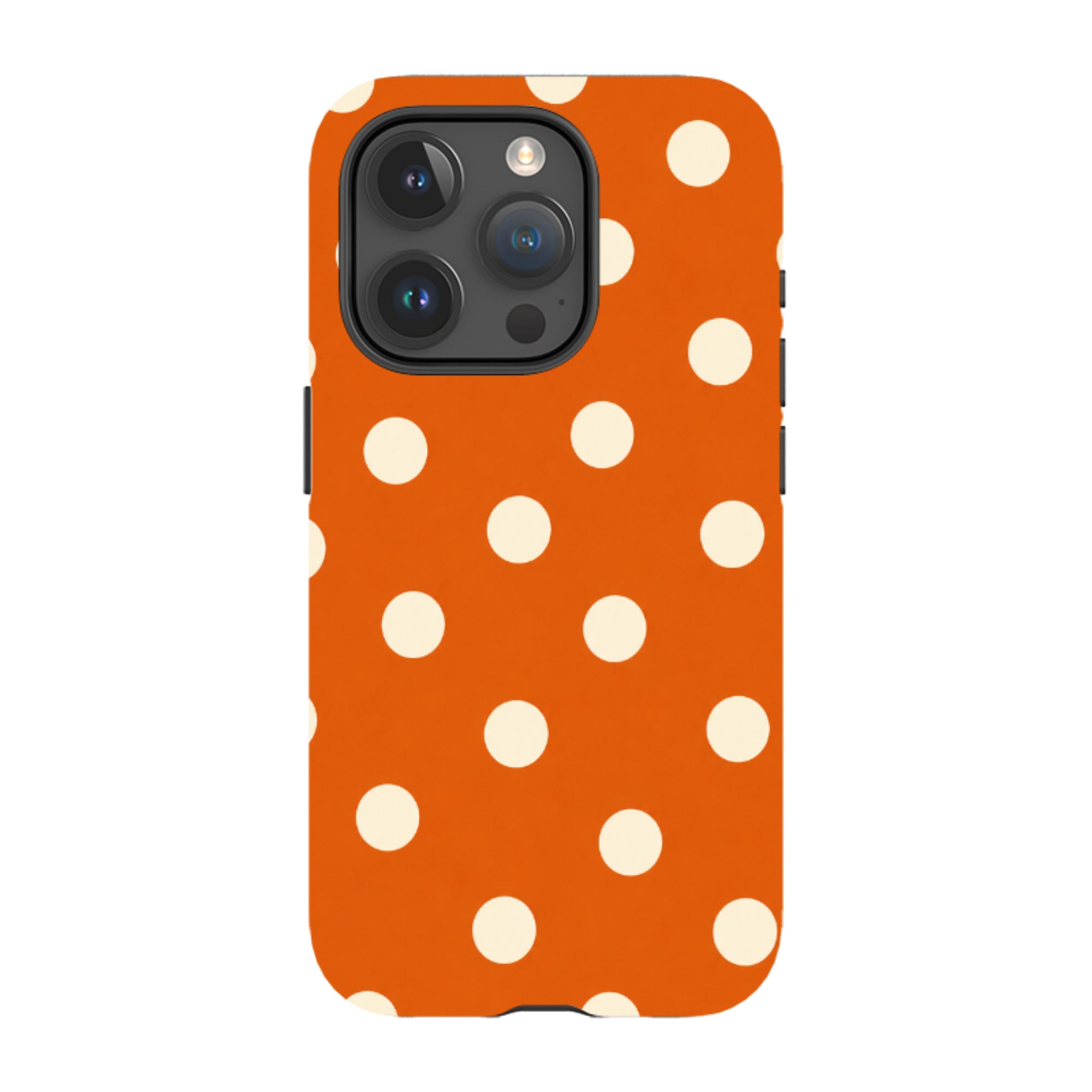 iPhone Tough Case - Orange & Cream Polka Dot
