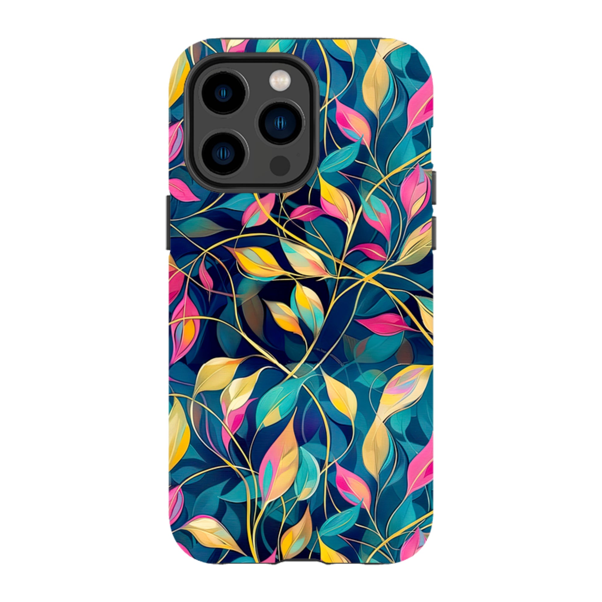 iPhone Case - Pink and Teal Leaves