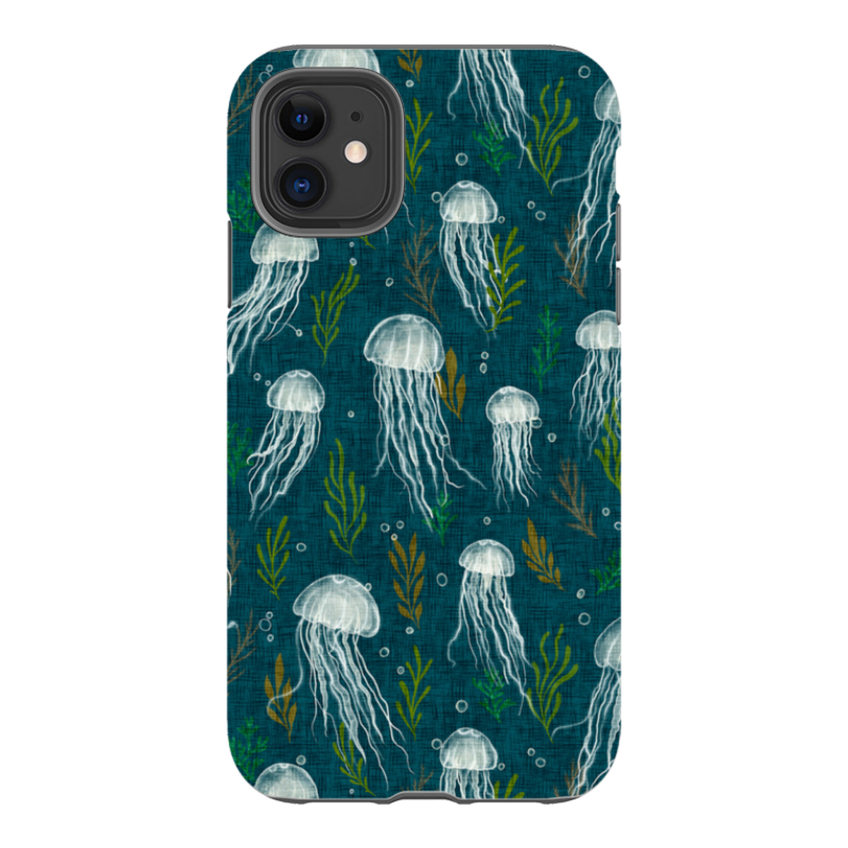 iPhone Tough Case - Jellyfish and seaweed - blue By Katherine Quinn