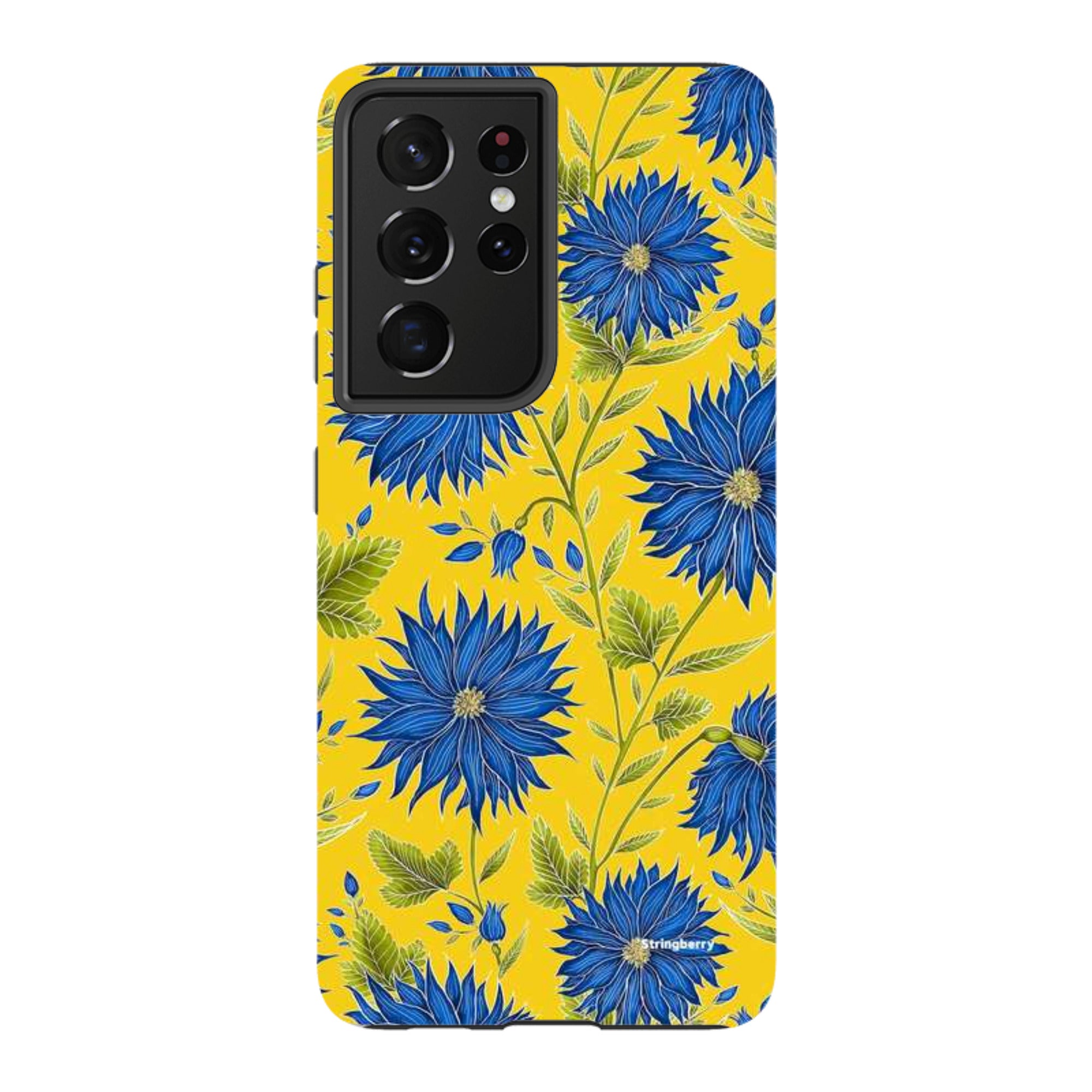 Samsung Tough Case - Blue Flowers Yellow By Catherine Rowe