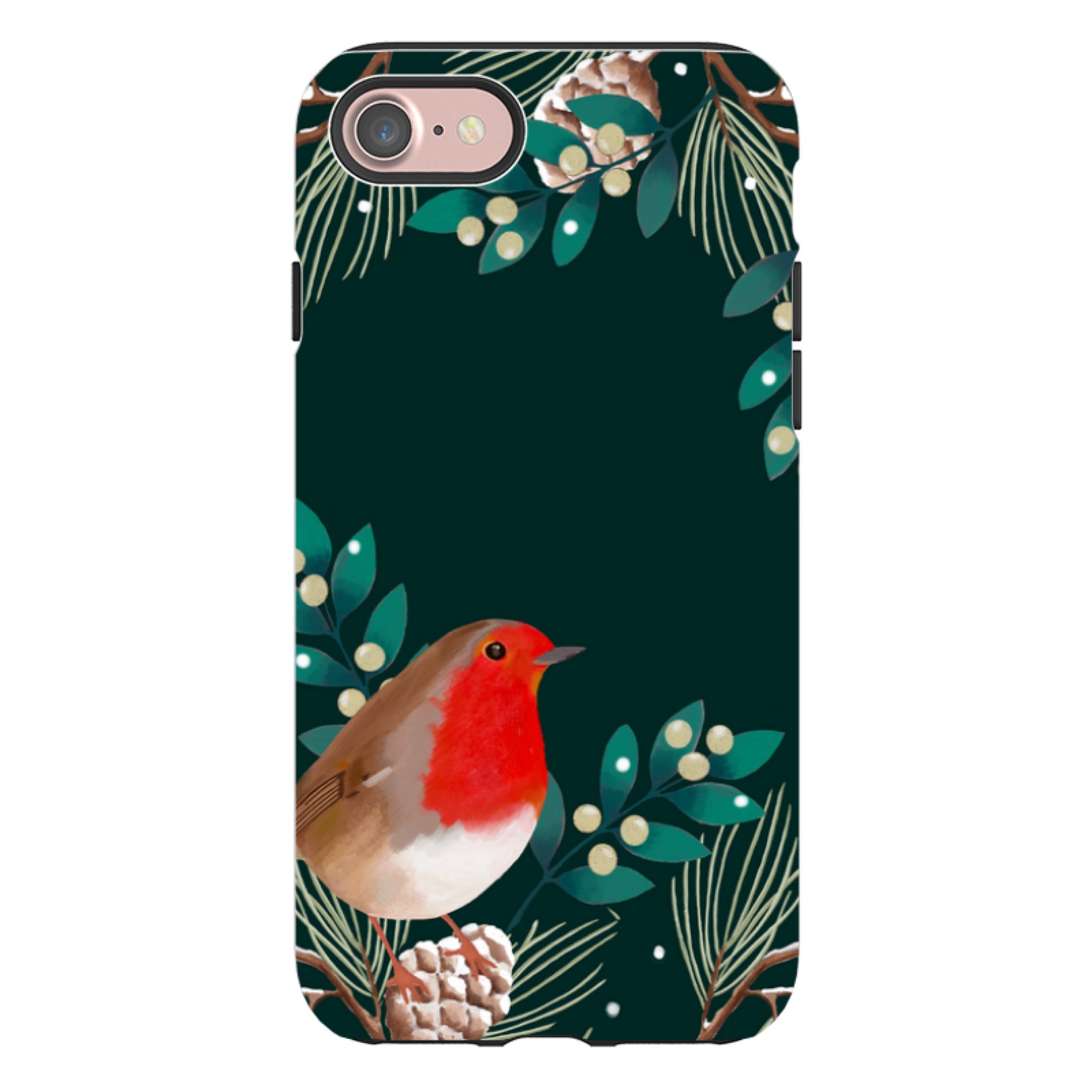 iPhone Tough Case - Robin Pine Cones By Bex Parkin