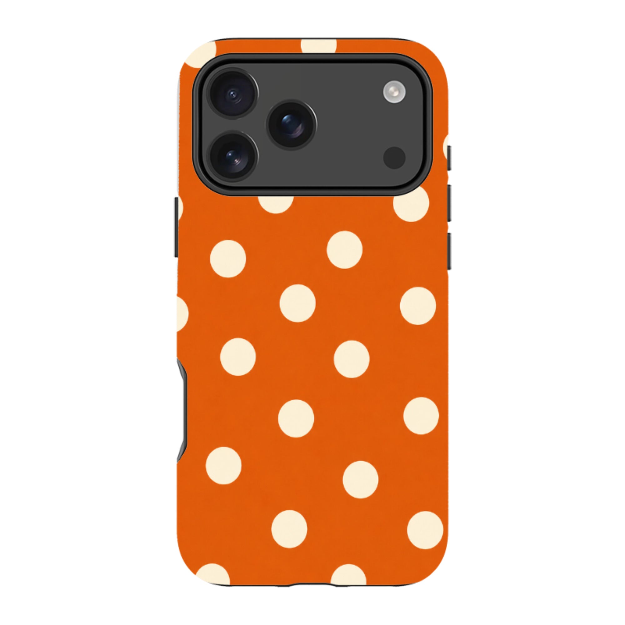iPhone MagSafe Tough Case - Orange & Cream Polka Dot