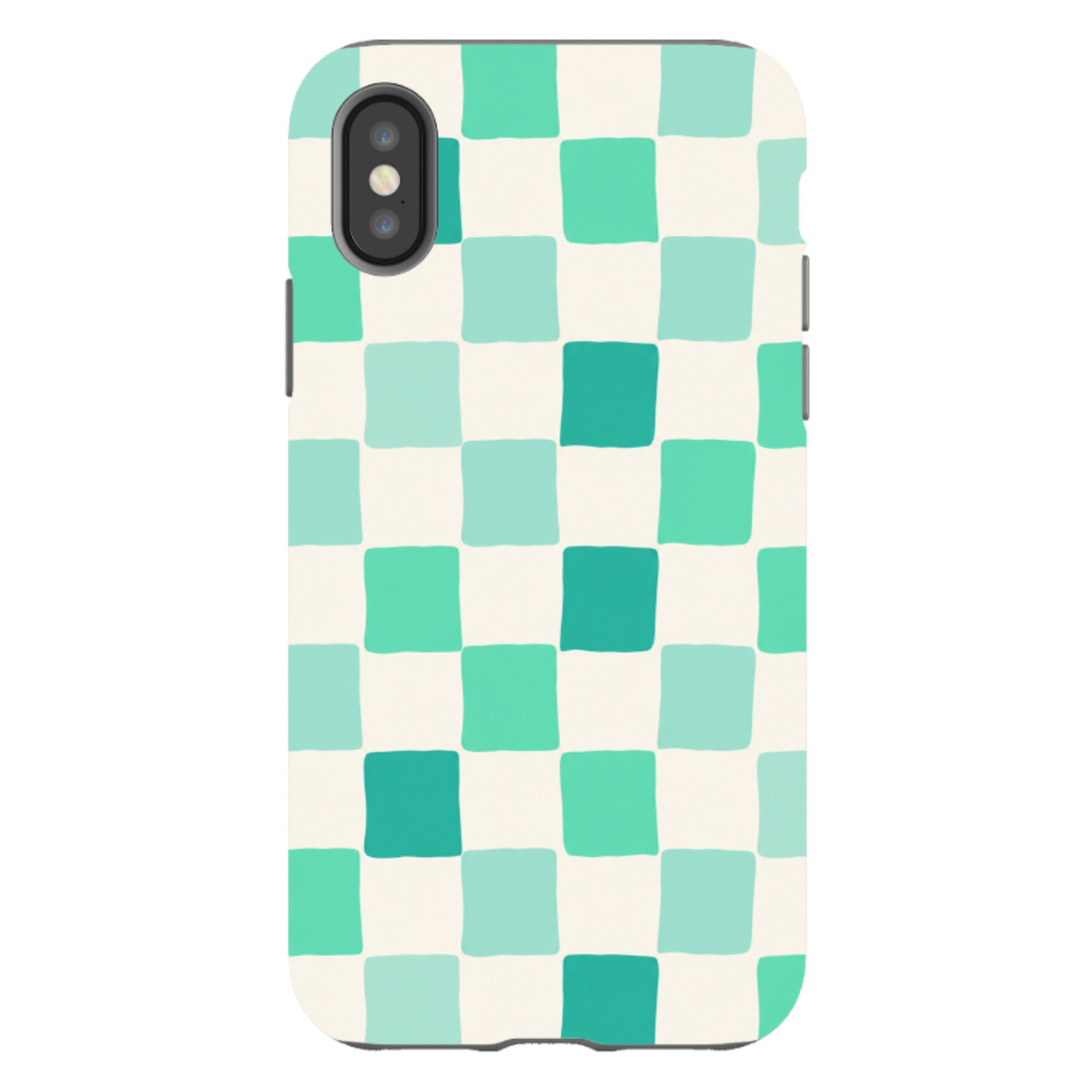 iPhone Tough Case - Mint Green Checkerboard