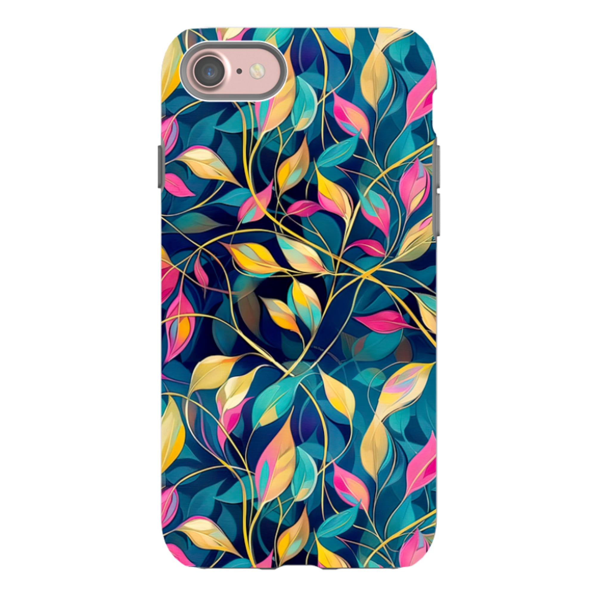 iPhone Case - Pink and Teal Leaves