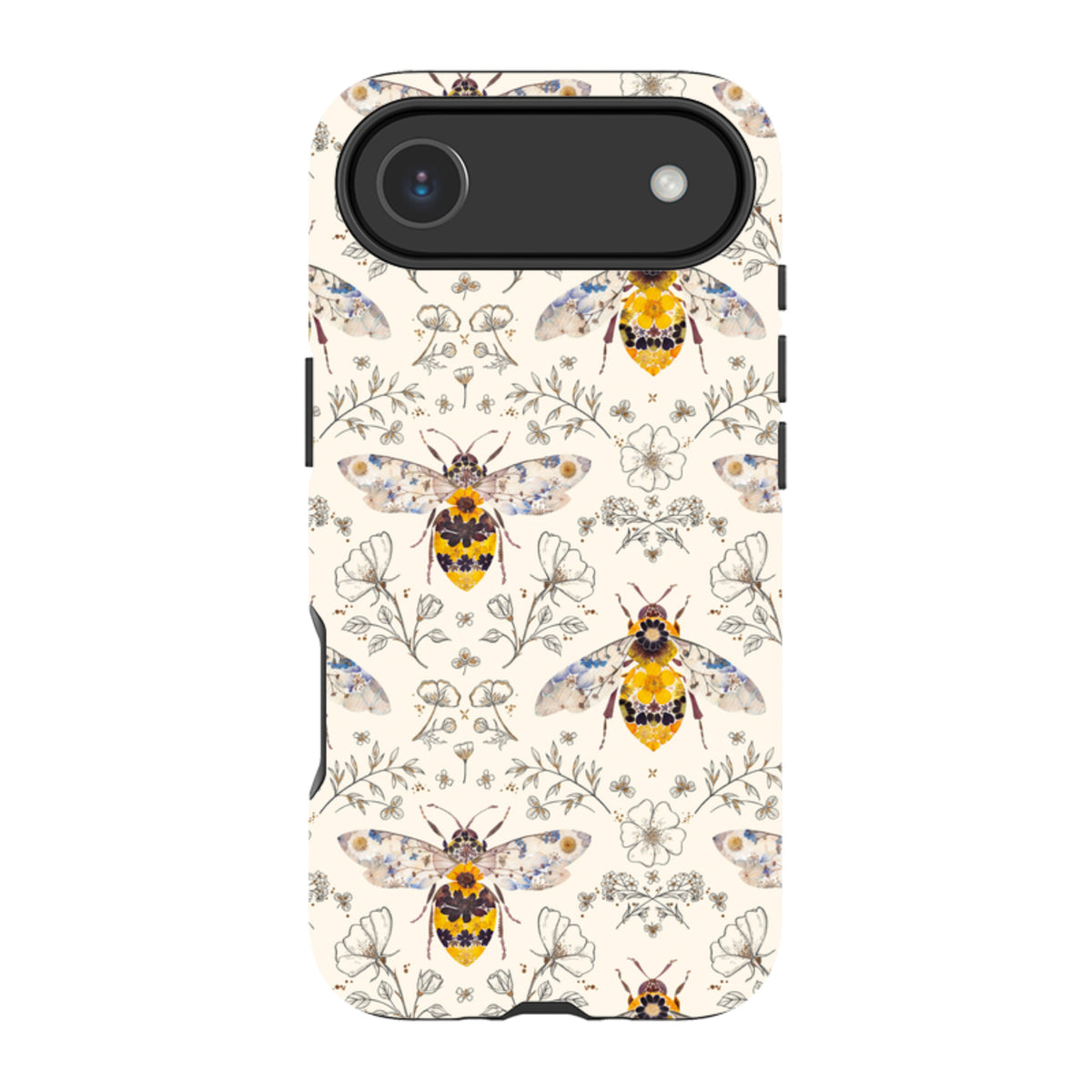iPhone MagSafe Tough Case - Alabaster Bumble Bee Multi By Helen Ahpornsiri