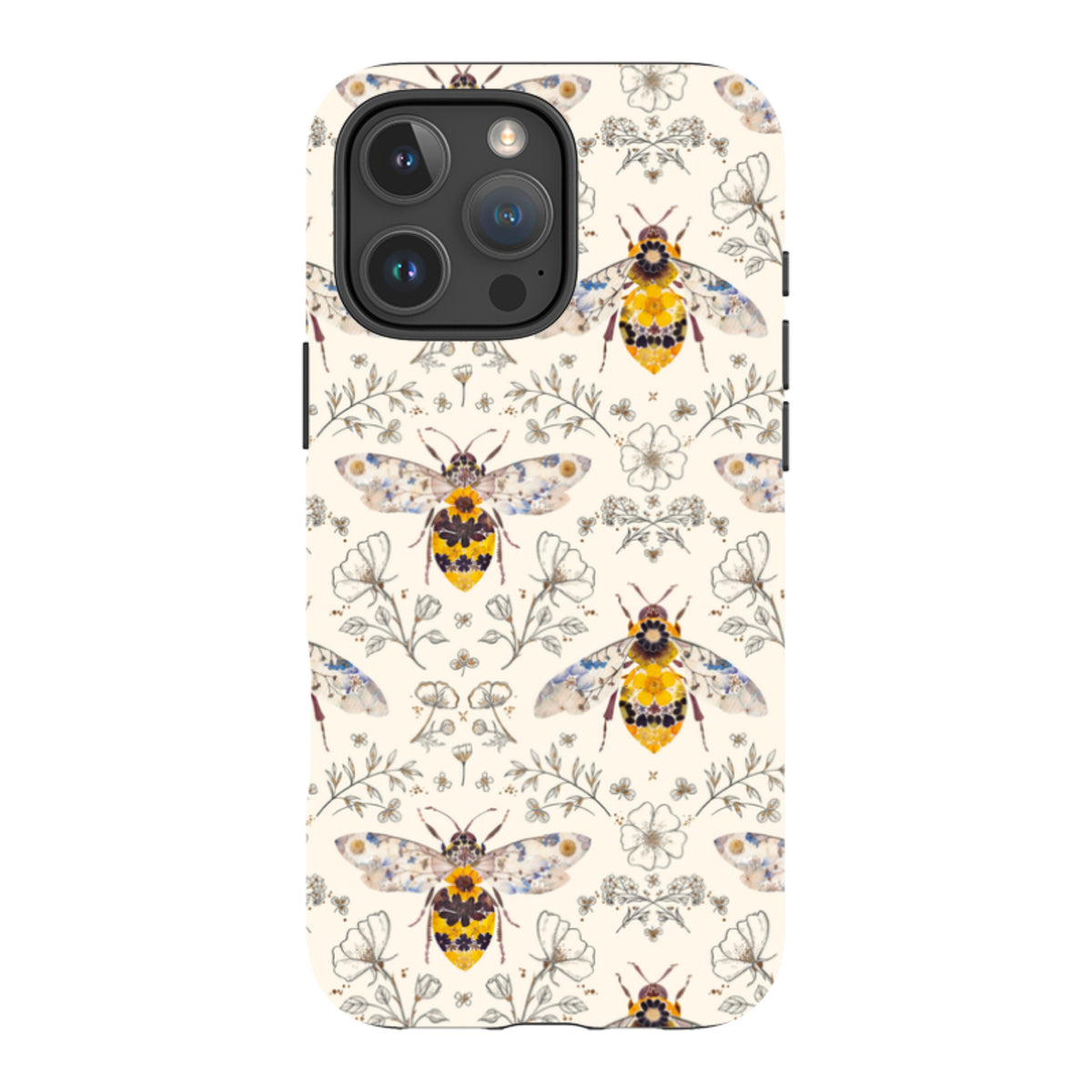 iPhone MagSafe Tough Case - Alabaster Bumble Bee Multi By Helen Ahpornsiri