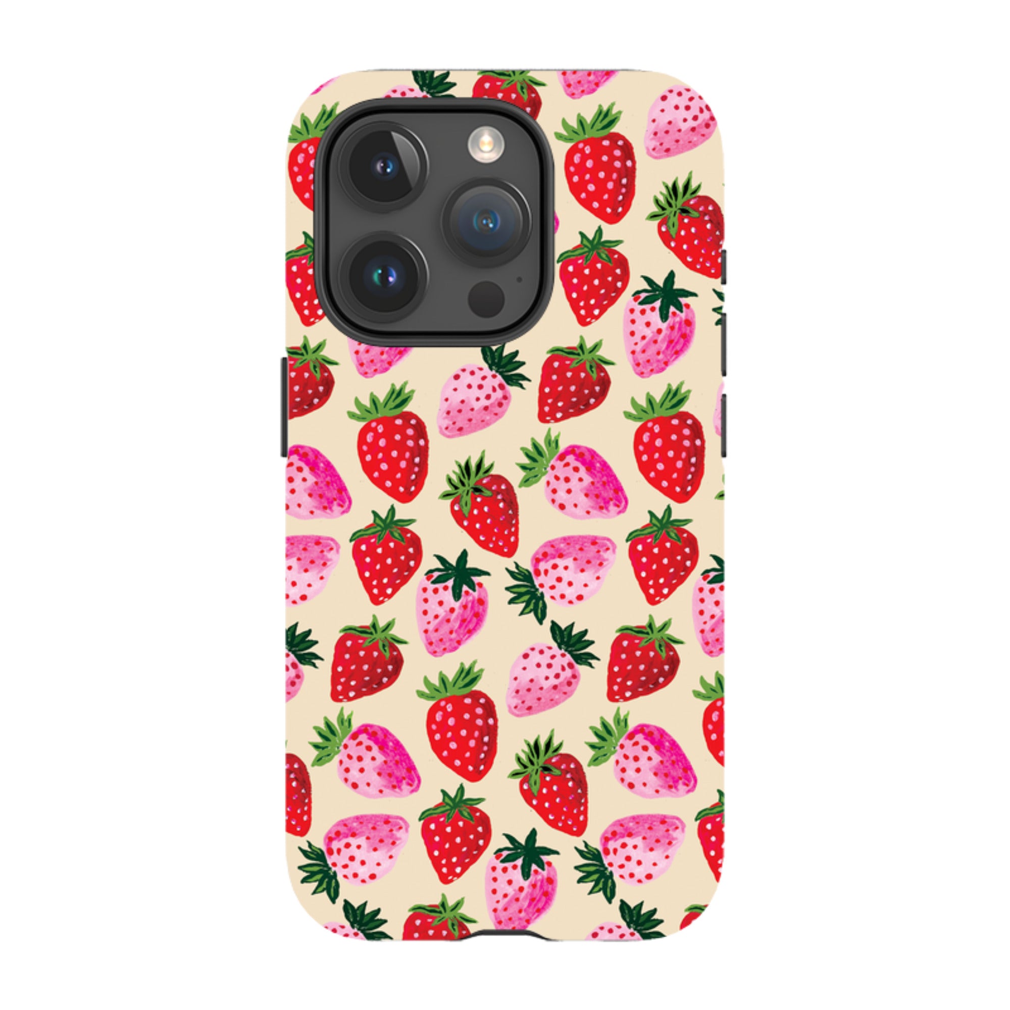 iPhone Tough Case - Strawberry Scatter Cream By Emma Frances Grant