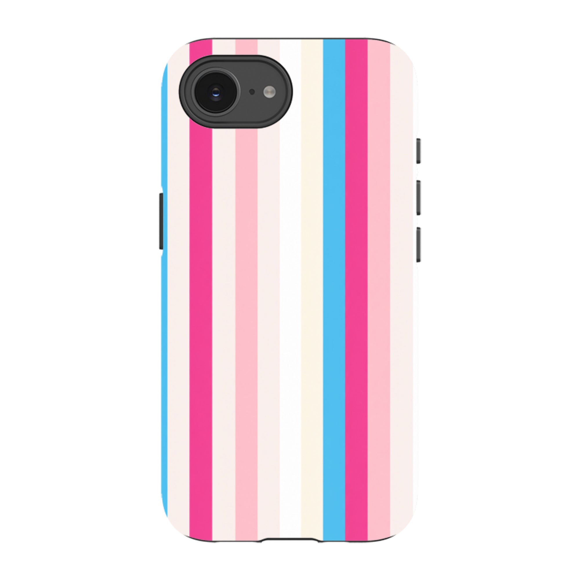 iPhone Tough Case - Pink, Blue & Cream Stripe