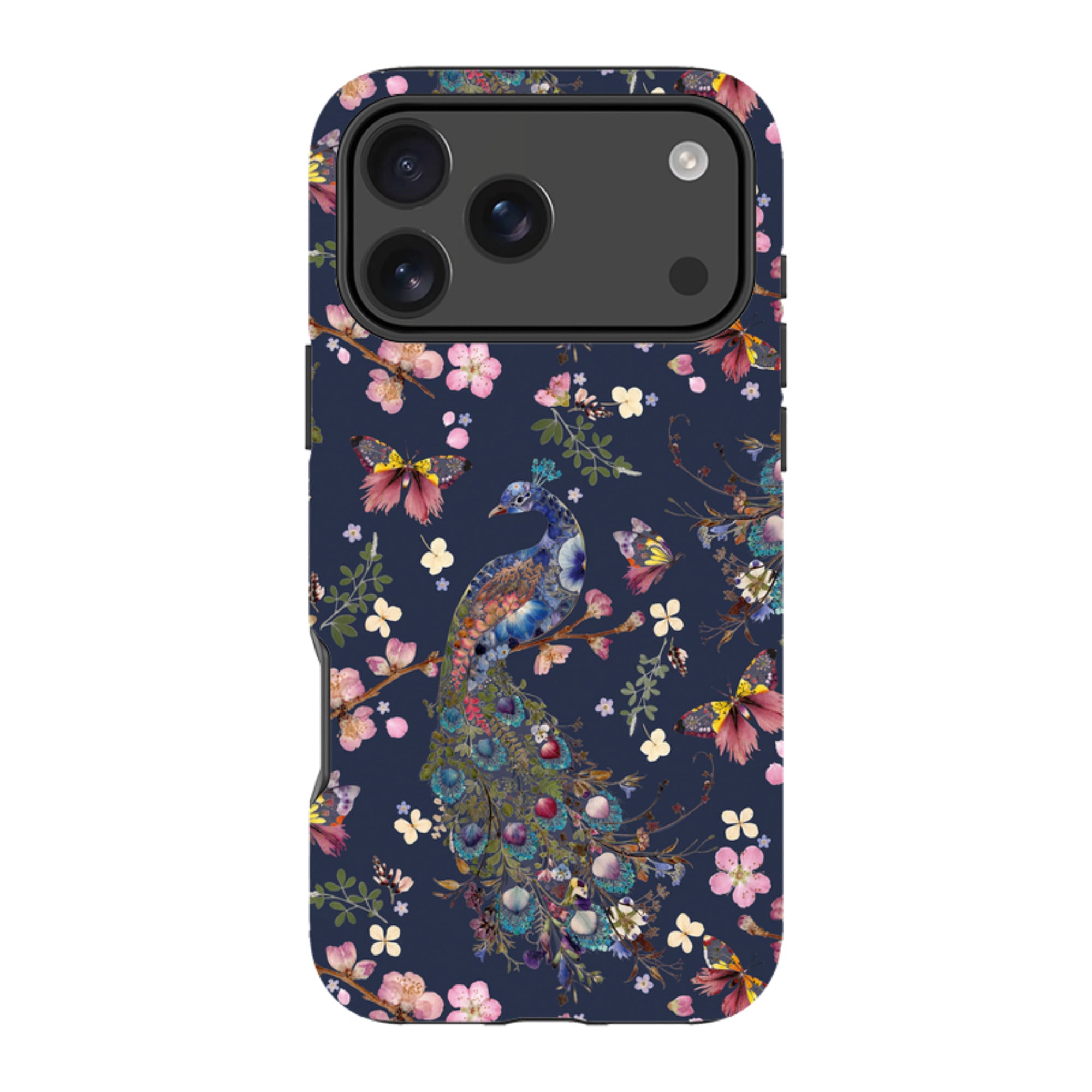 iPhone Tough Case - Peacock and Cherry Blossoms Iris By Helen Ahpornsiri