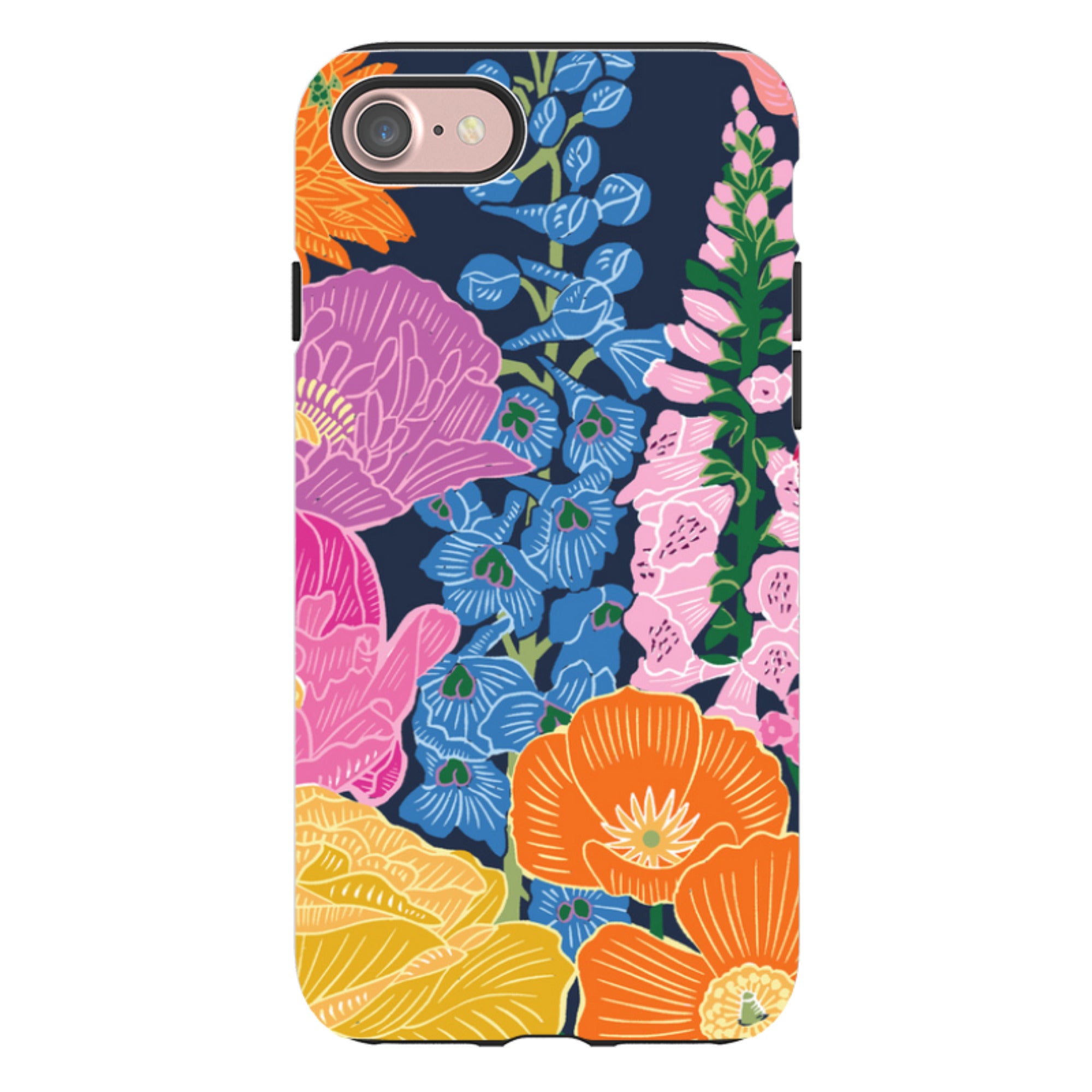 iPhone Tough Case - Flower Garden Navy By kate Heiss