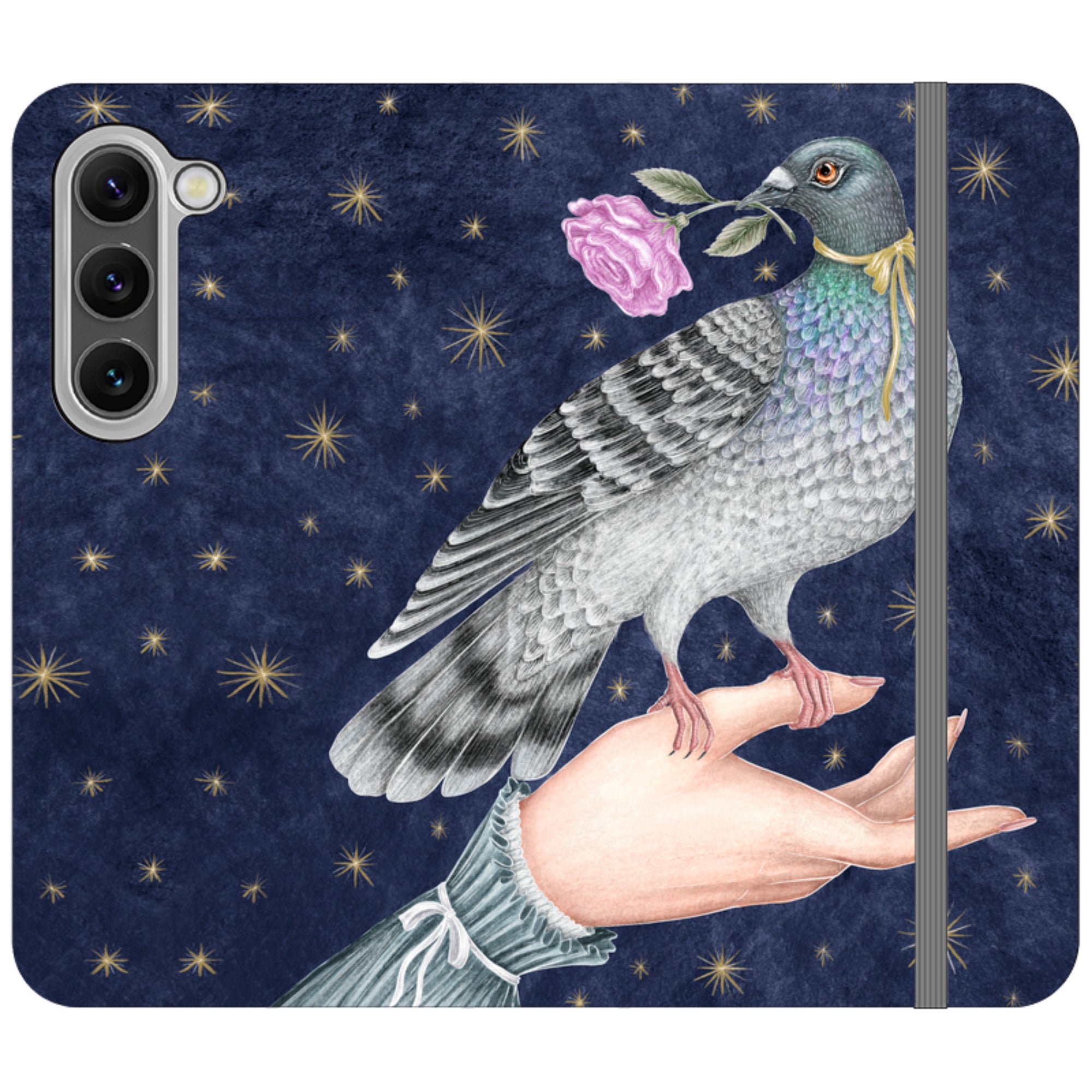 Pigeon With Rose Wallet Case By Catherine Rowe