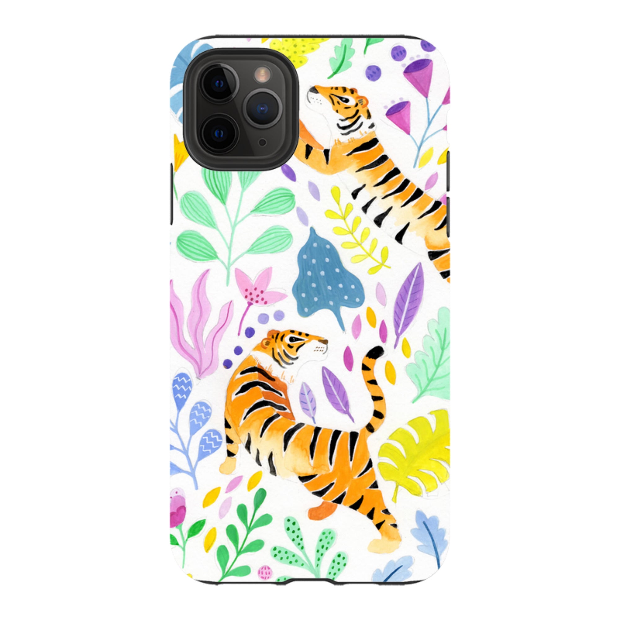 iPhone Tough Case - Tigers And Flowers By Bex Parkin