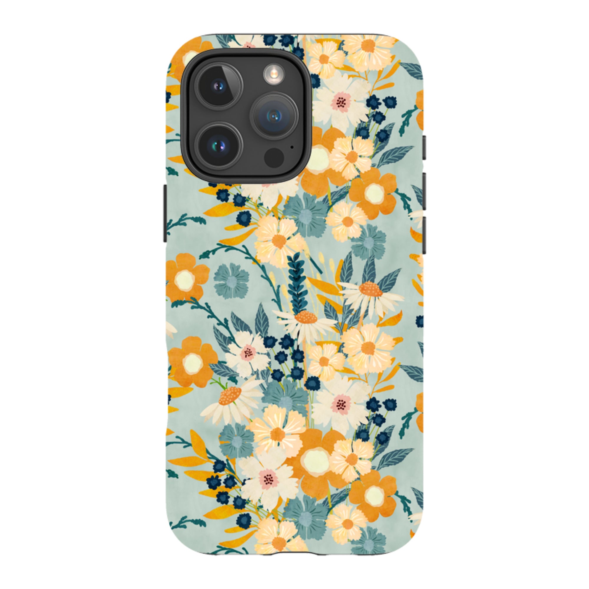 iPhone Tough Case - Yellow And Blue Floral By Katherine Quinn