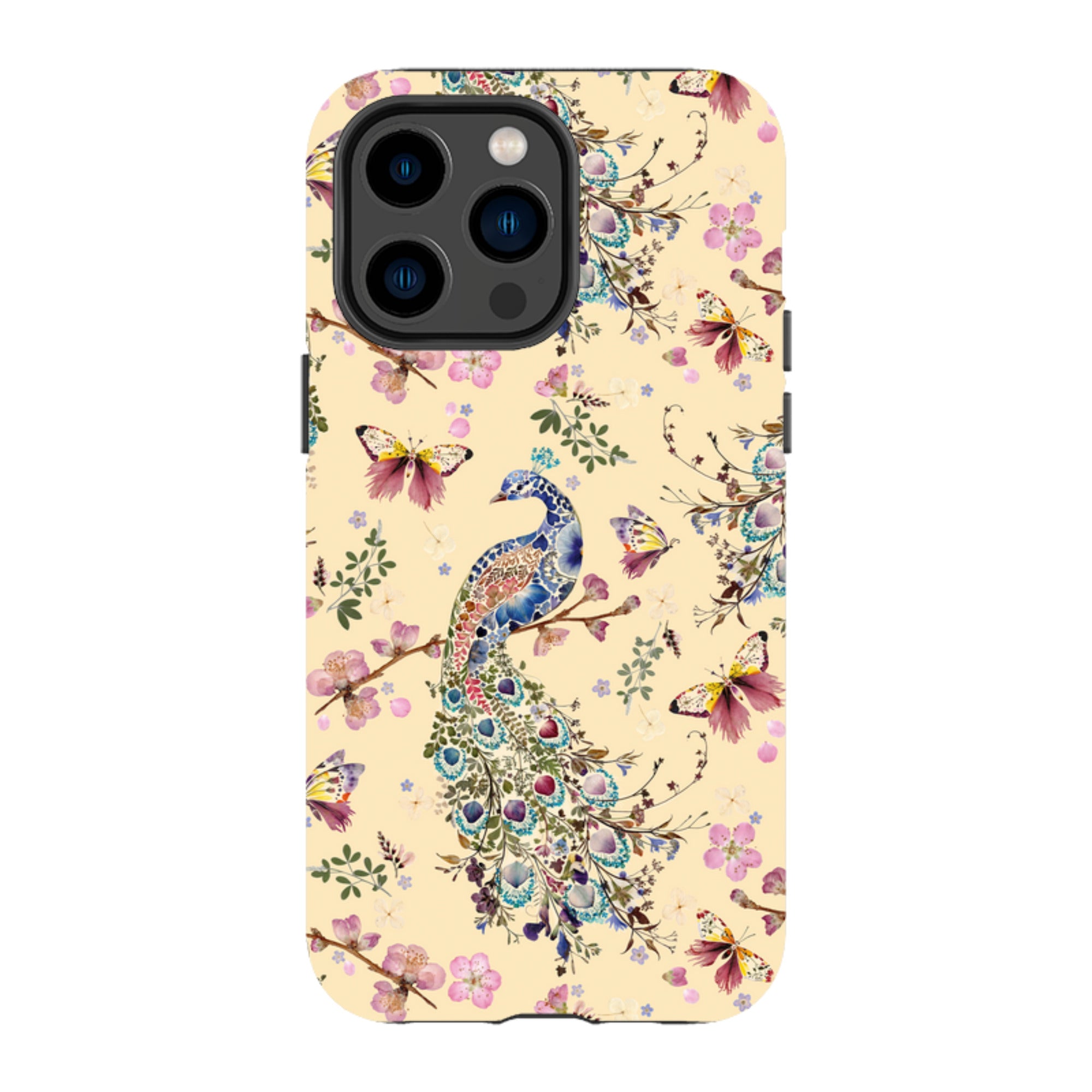 iPhone Tough Case - Peacock and Cherry Blossoms Lilly By Helen Ahpornsiri