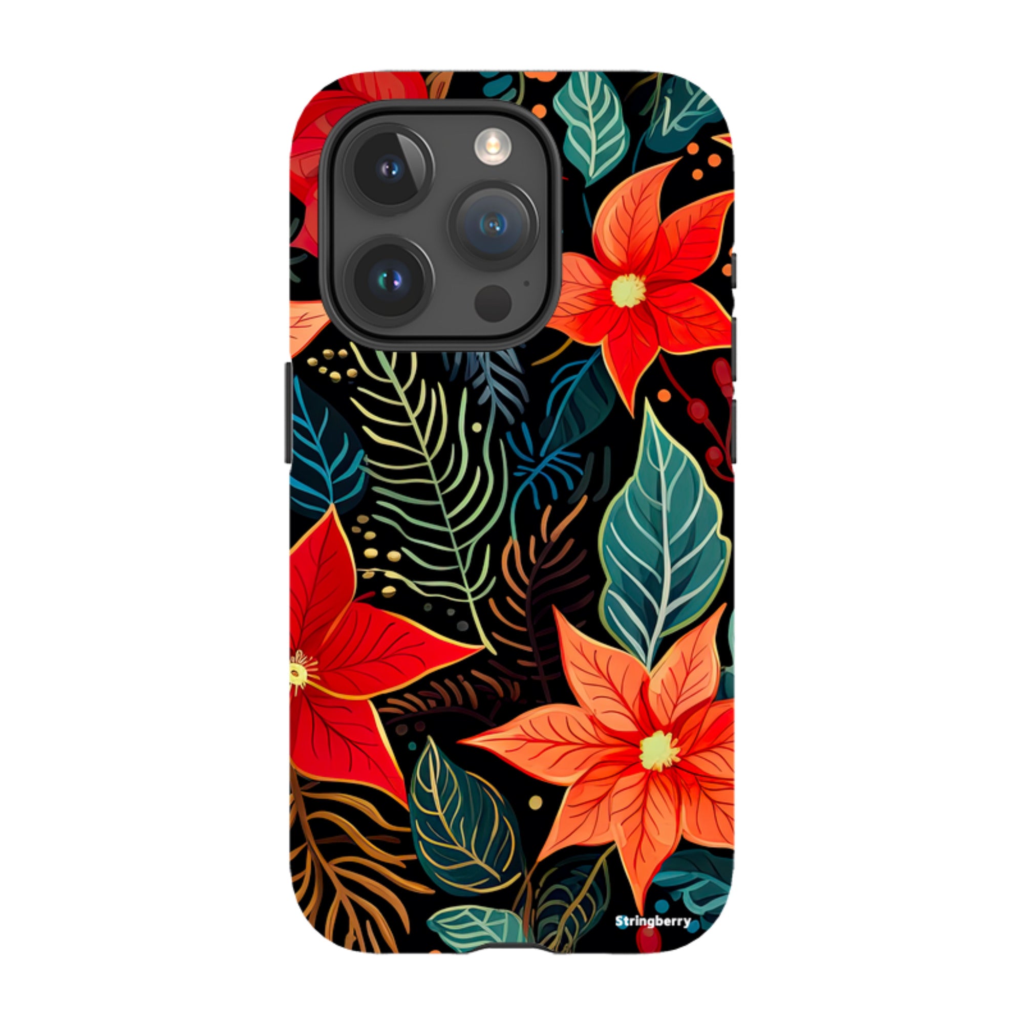iPhone MagSafe Tough Case - Red Winter Floral