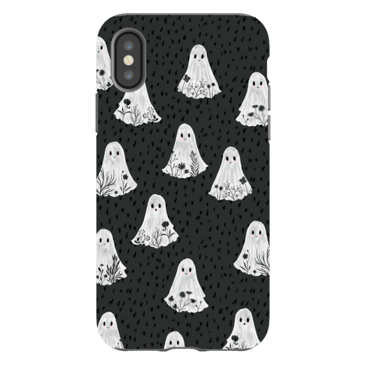 iPhone Tough Case - Floral Ghosts - Charcoal By Katherine Quinn