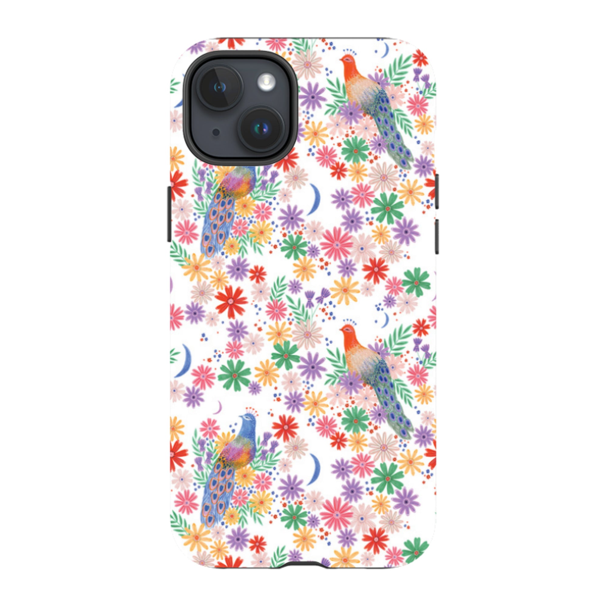 iPhone Tough Case - Peacock Pattern White By Lee Foster Wilson