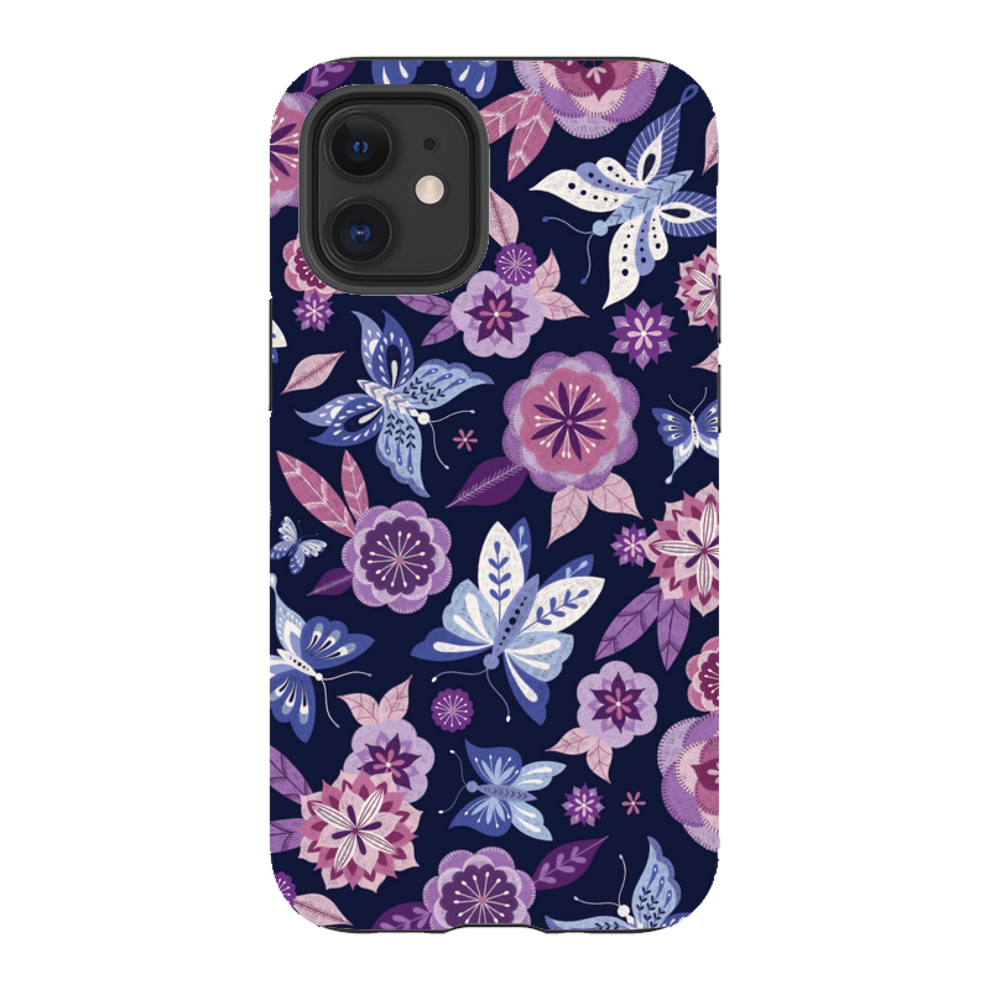 iPhone Tough Case - Butterfly Blooms Navy By Jenny Zemanek