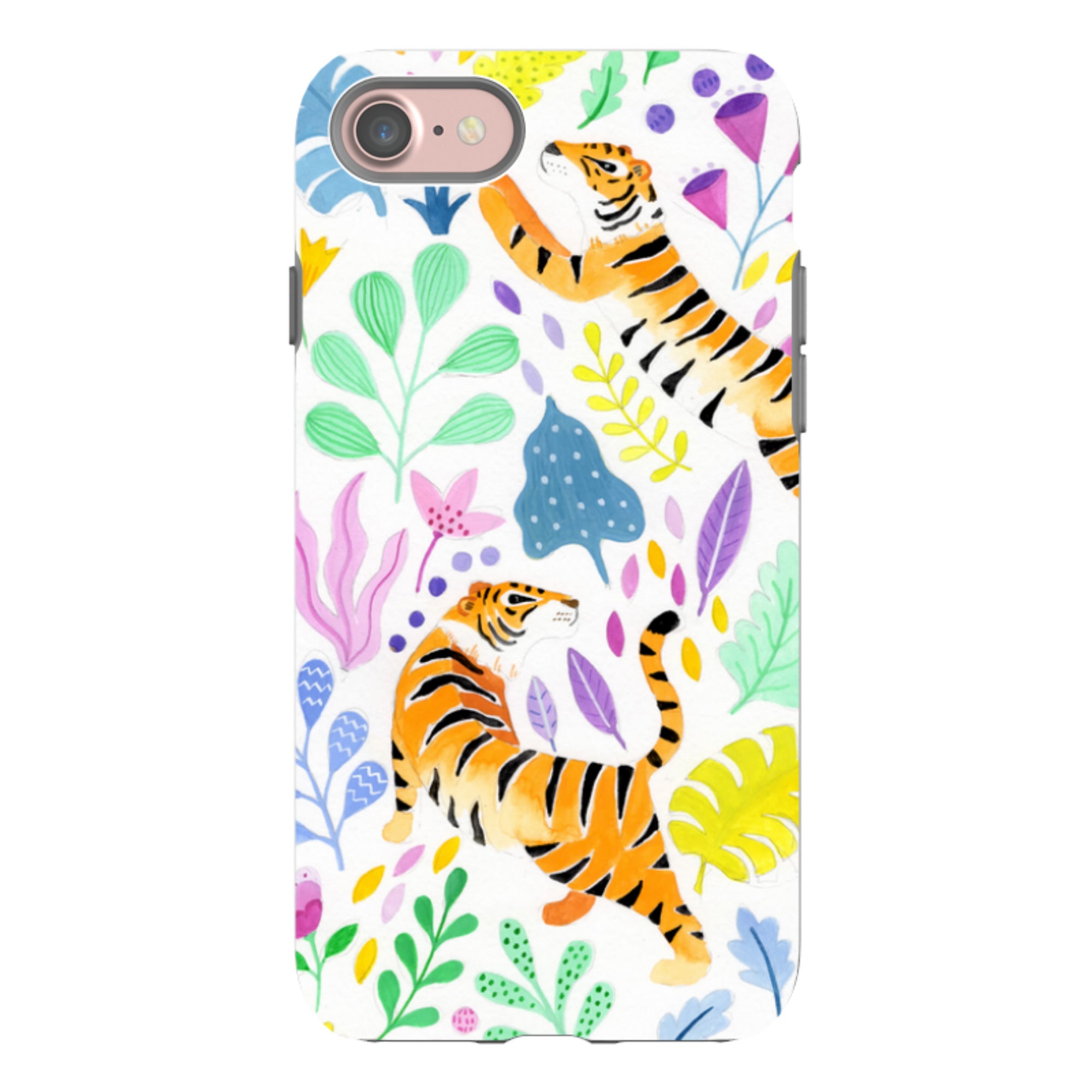 iPhone Tough Case - Tigers And Flowers By Bex Parkin