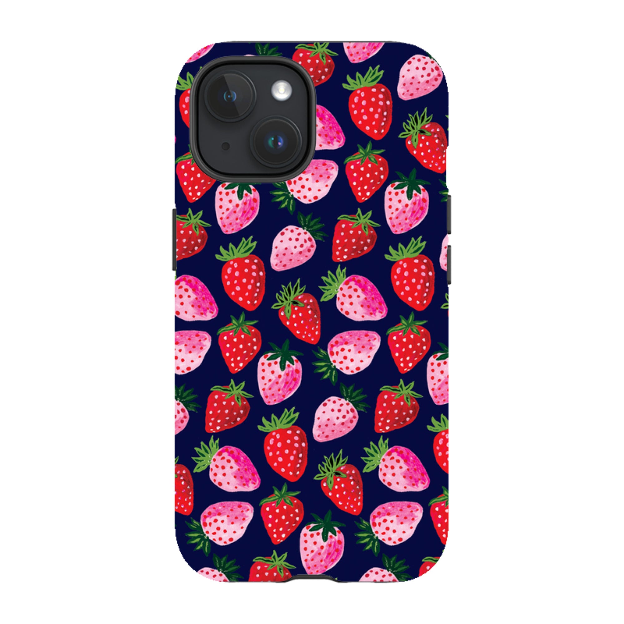 iPhone MagSafe Tough Case - Strawberry Scatter Navy By Emma Frances Grant