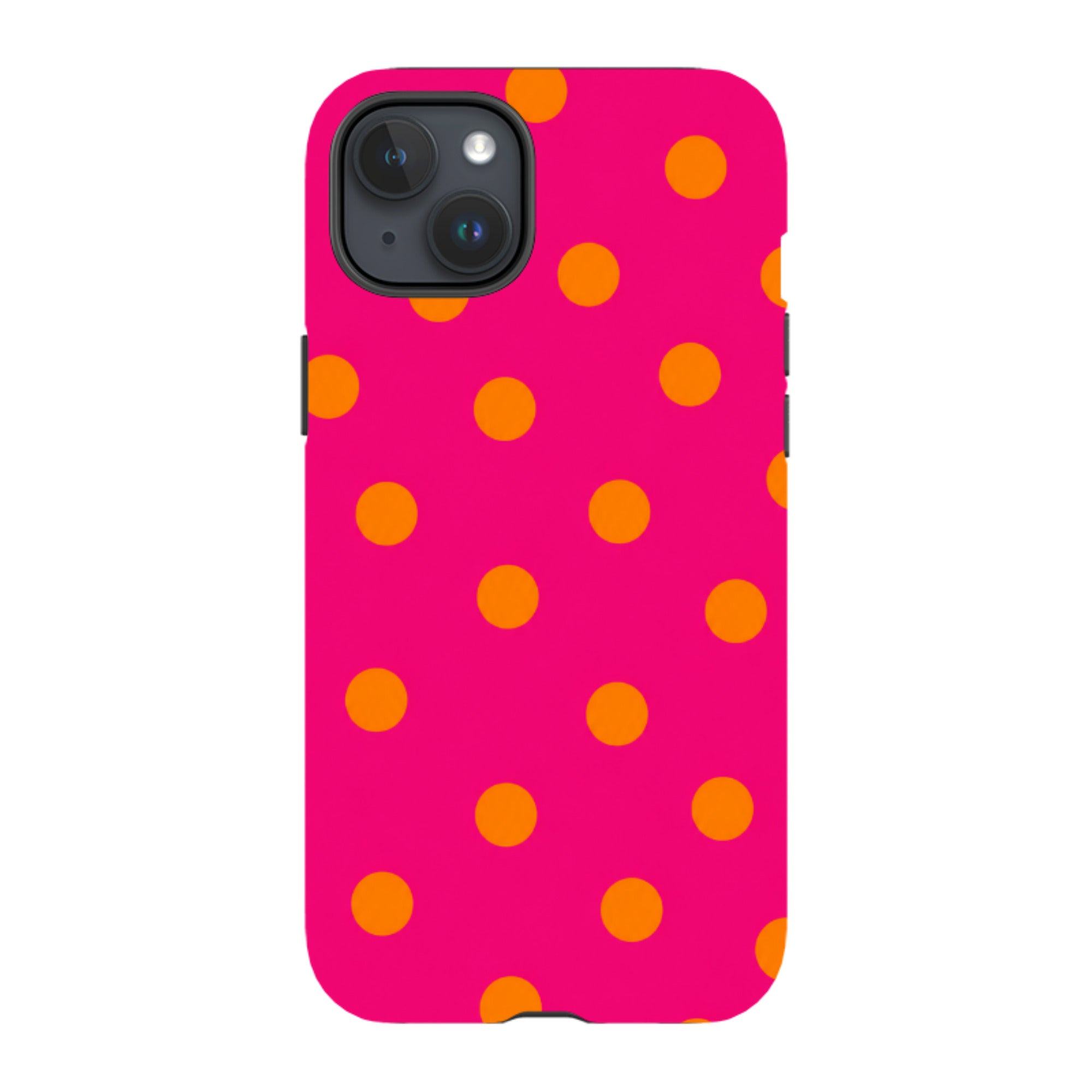 iPhone Tough Case - Hot Pink & Orange Polka Dot