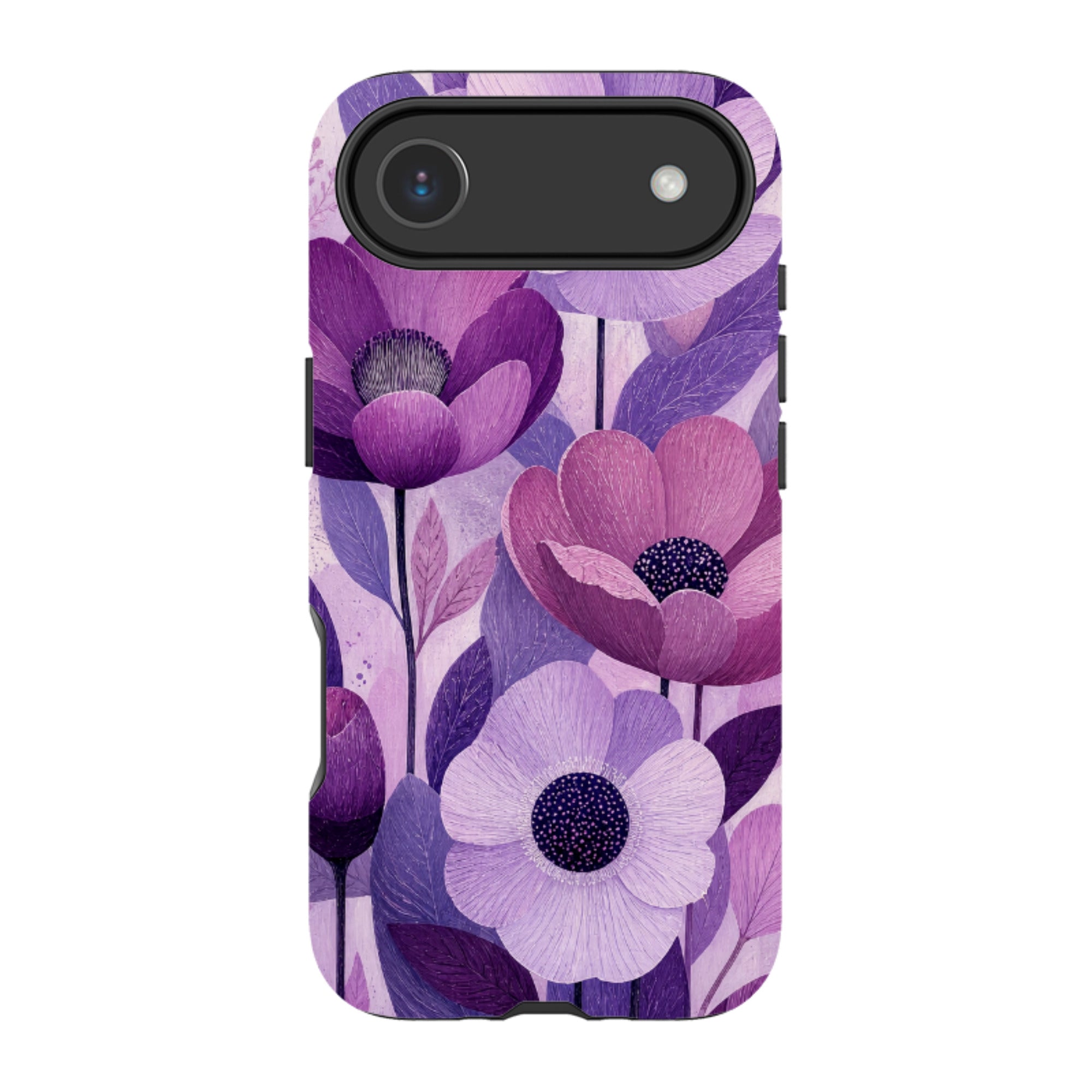 iPhone MagSafe Tough Case - Purple Woodgrain Floral