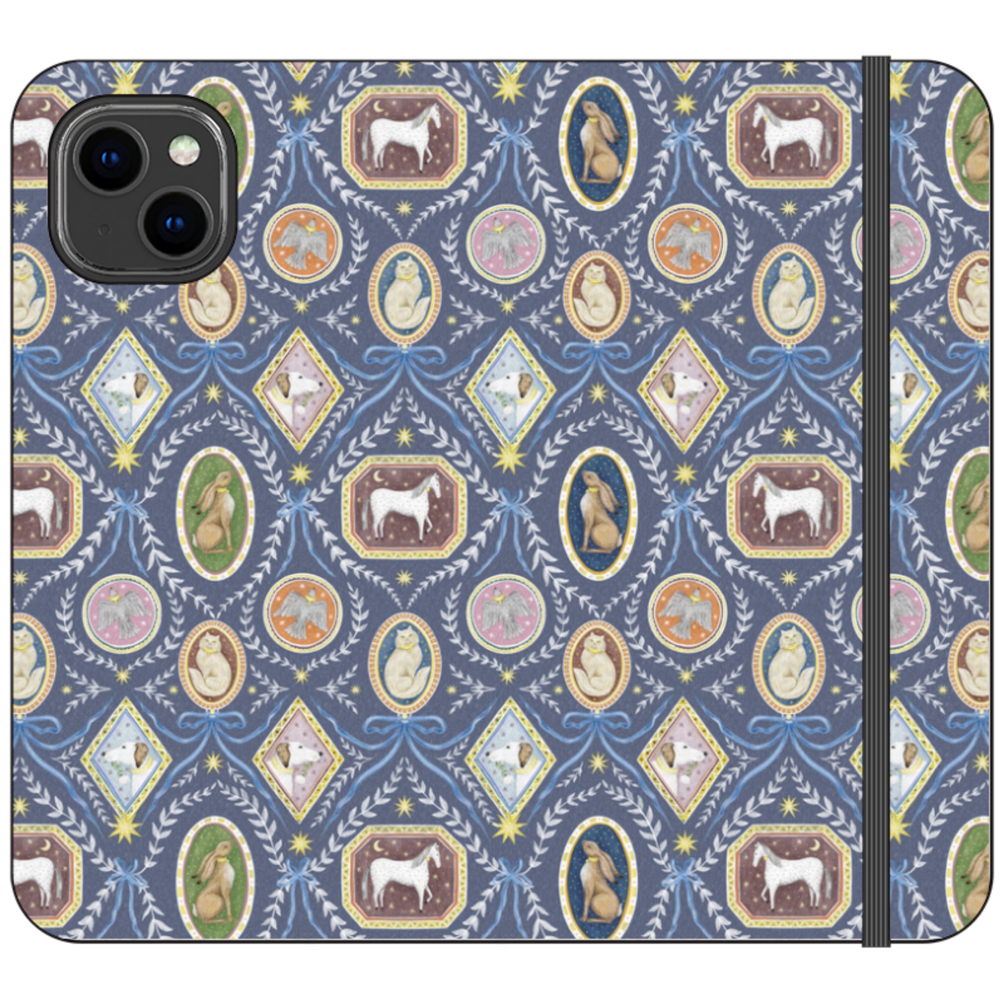 Charleston Dusk Blue Wallet Case By Catherine Rowe