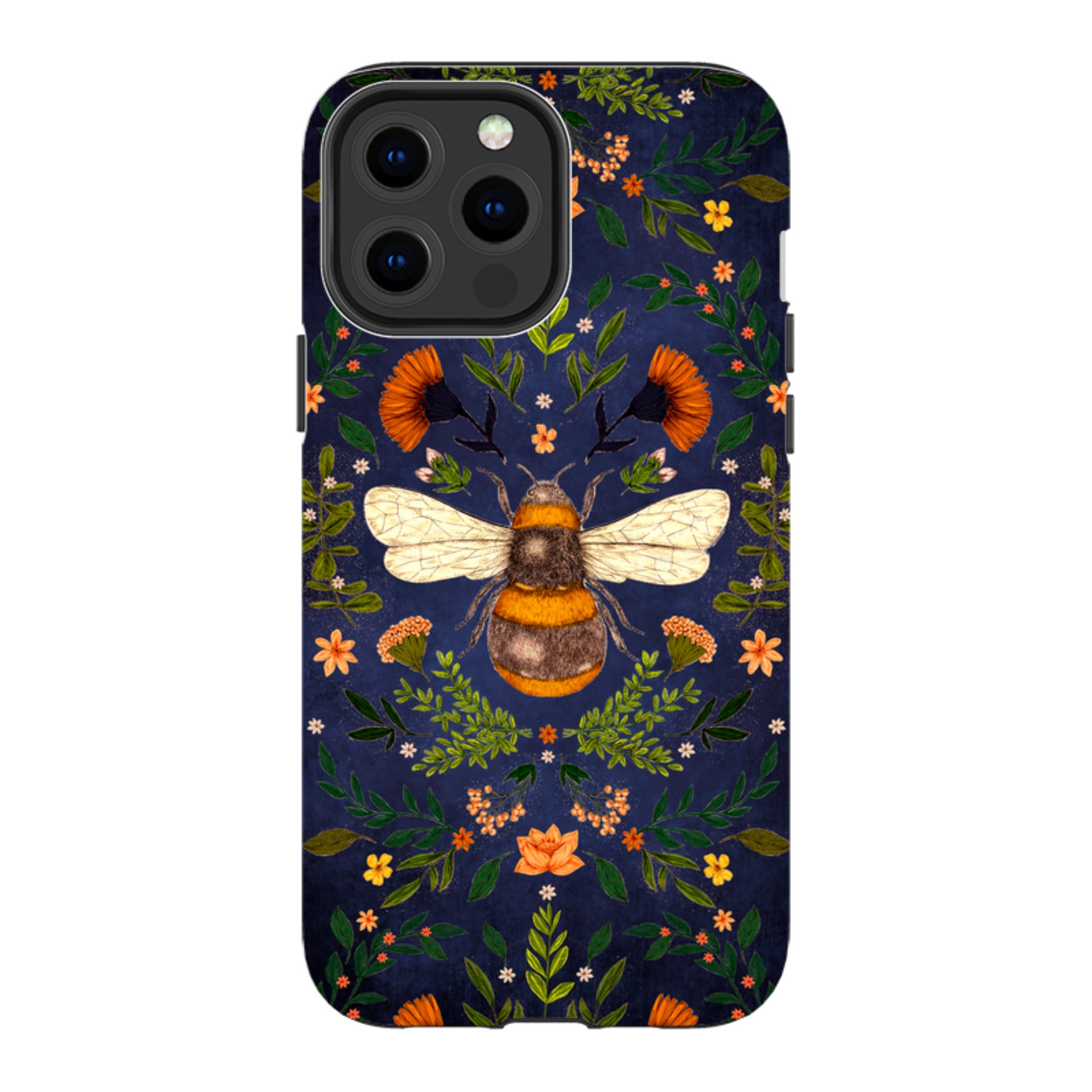 iPhone Tough Case - Botanical Bee Blue By Jade Mosinski
