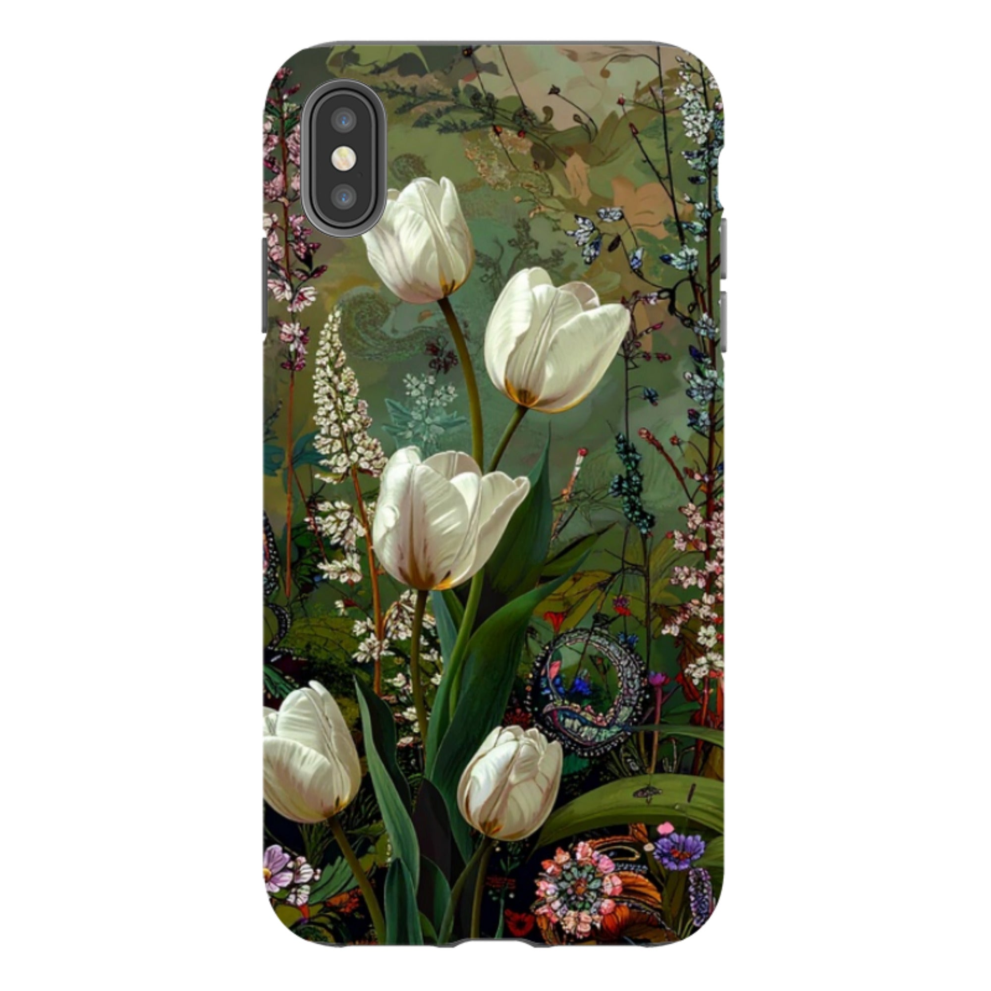 iPhone Tough Case - Green Vyne White Tulips