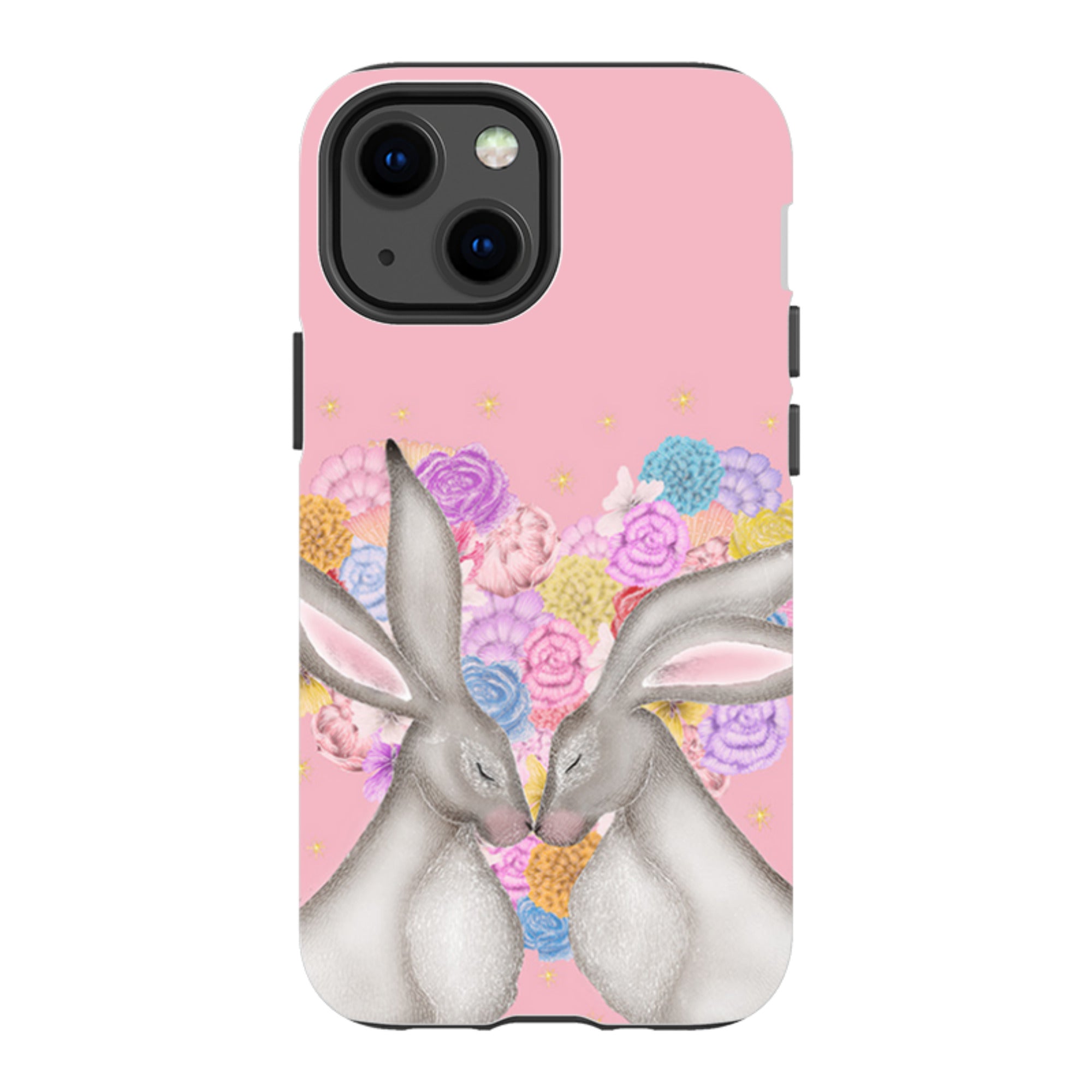 iPhone Tough Case - White Hares Rose Heart II By Catherine Rowe