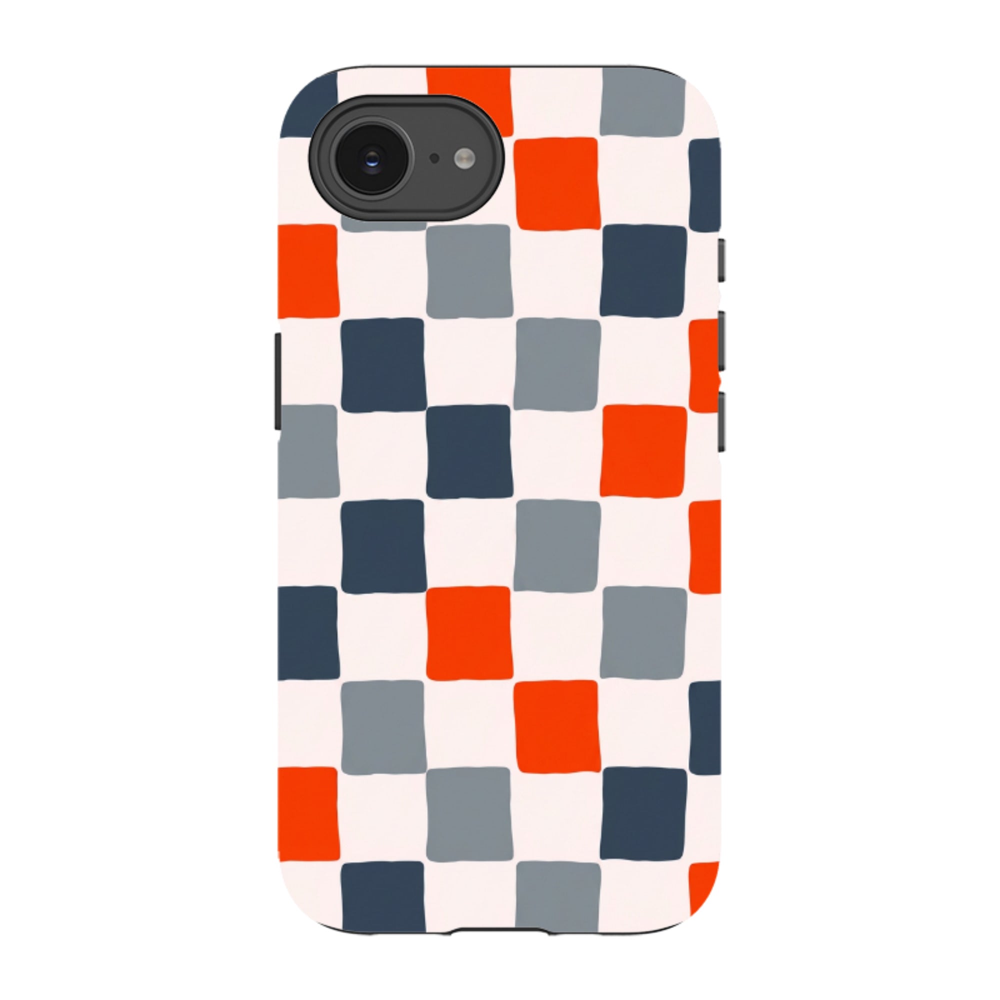 iPhone Tough Case - Orange & Navy Checkerboard