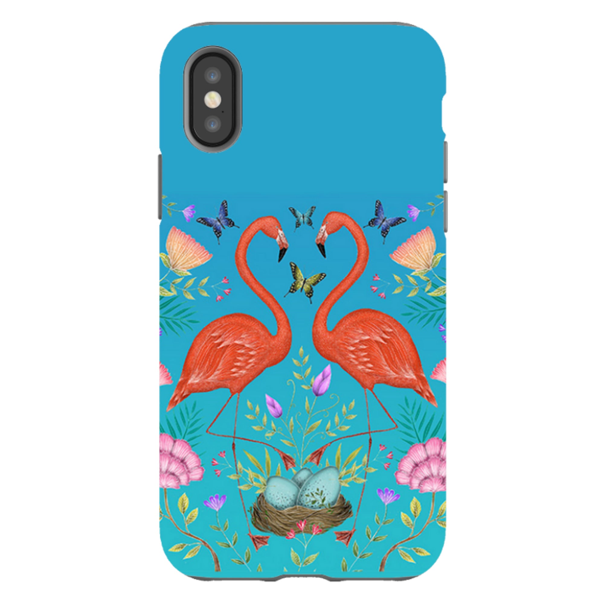iPhone Tough Case - Flamingos And Flowers By Catherine Rowe