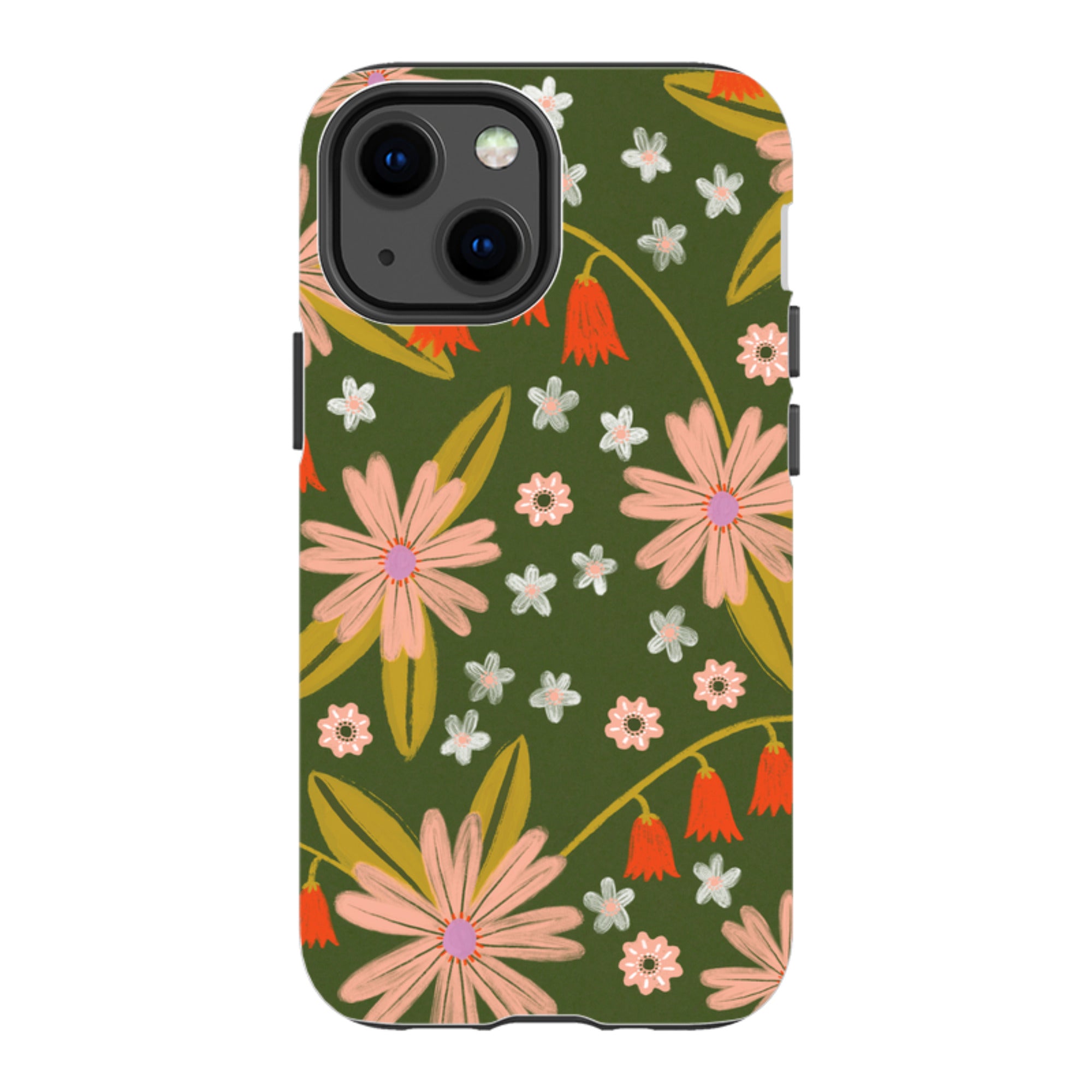 iPhone Tough Case - Red and Green Floral Pattern By Lee Foster Wilson