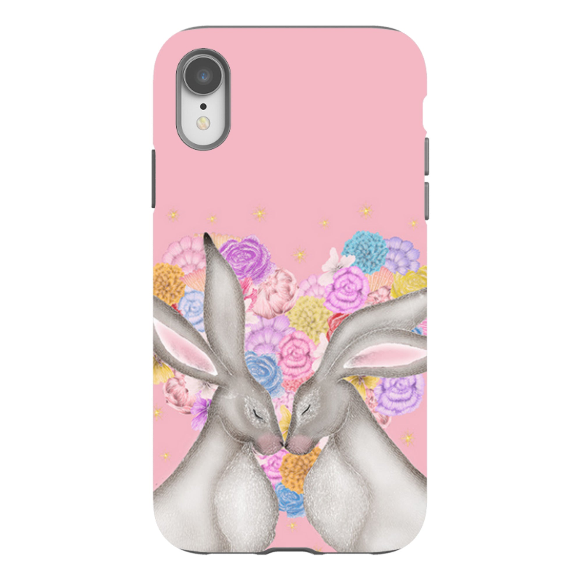 iPhone Tough Case - White Hares Rose Heart II By Catherine Rowe