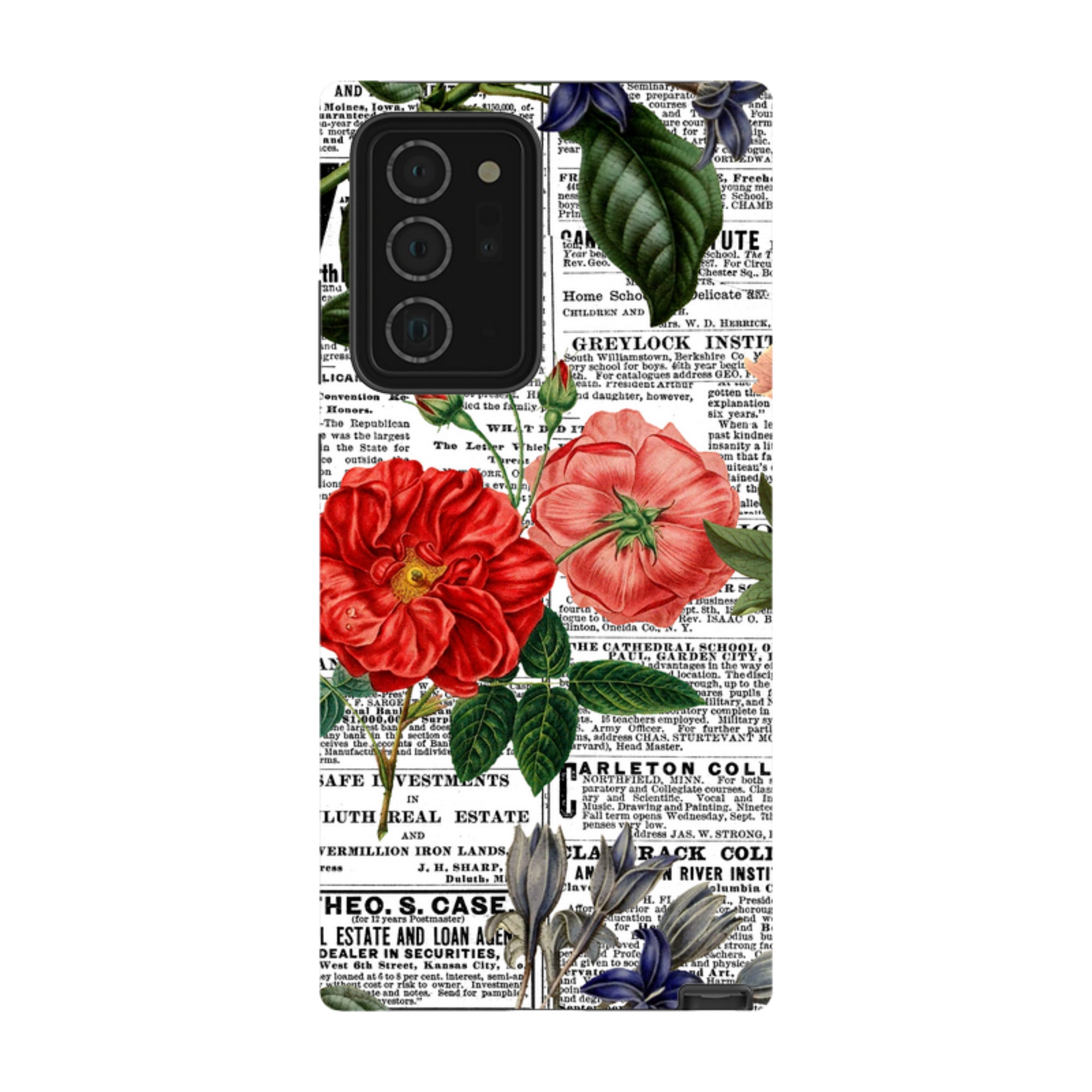 Samsung Tough Case - Floral Newsprint