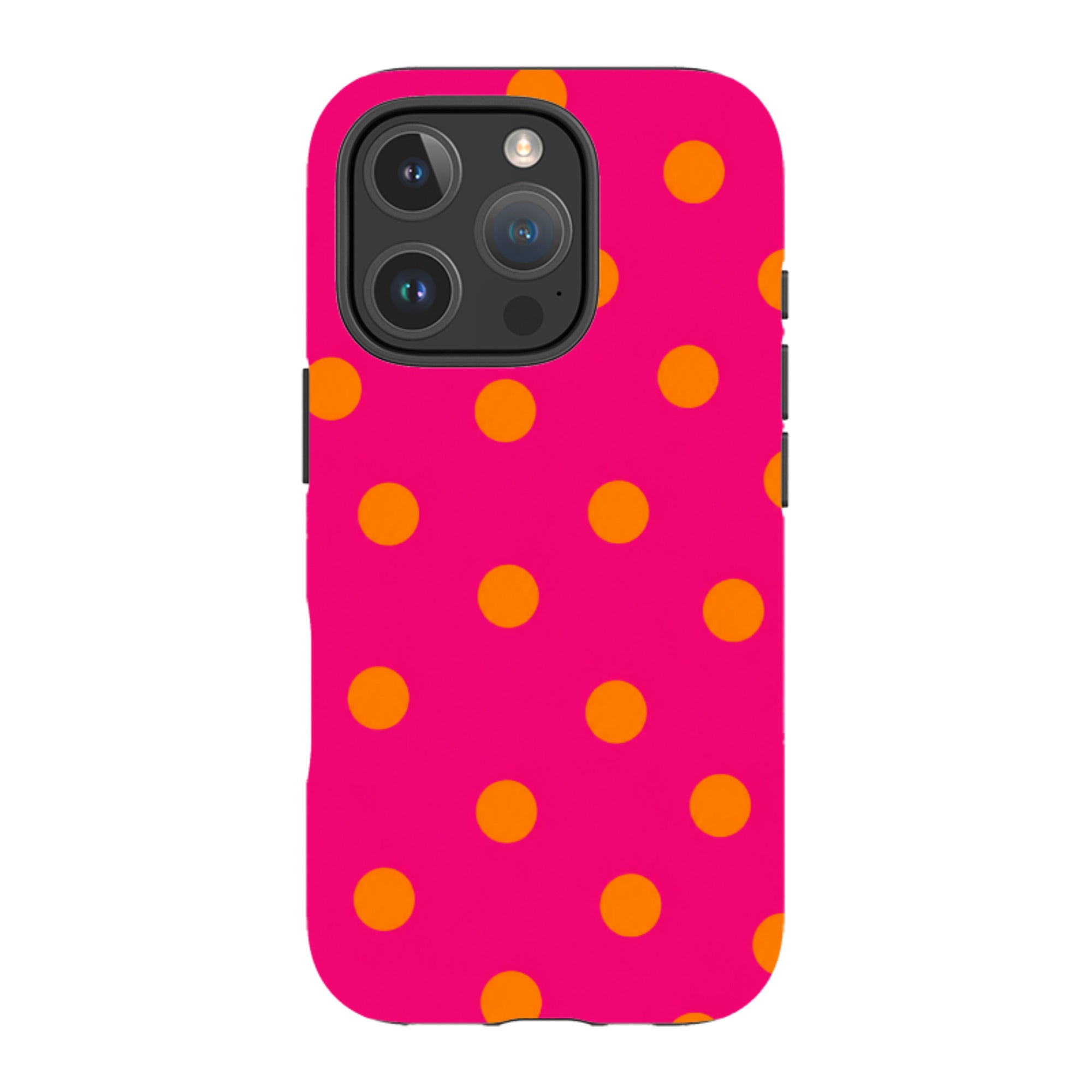 iPhone Tough Case - Hot Pink & Orange Polka Dot