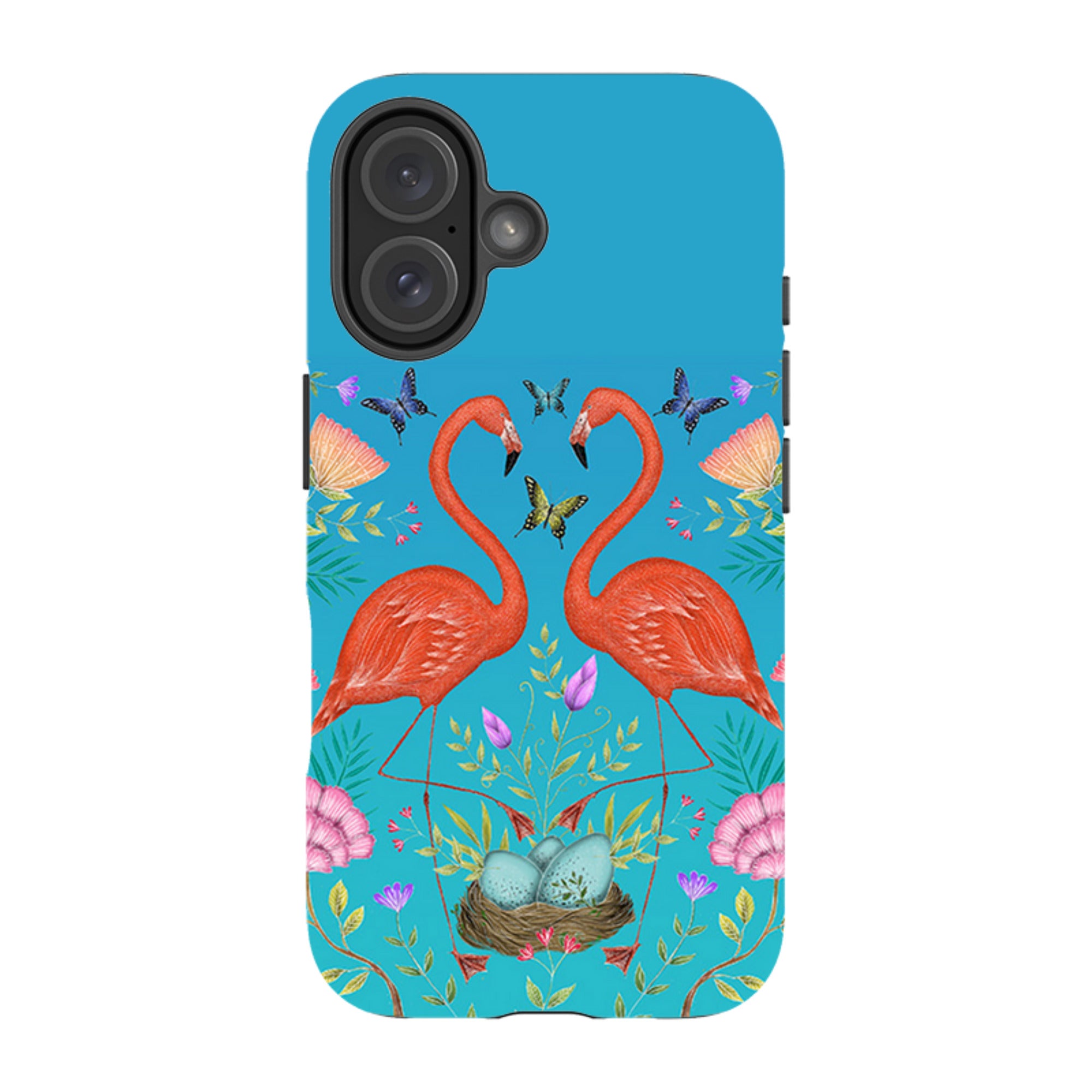 iPhone MagSafe Tough Case -  Flamingos and Flowers By Catherine Rowe