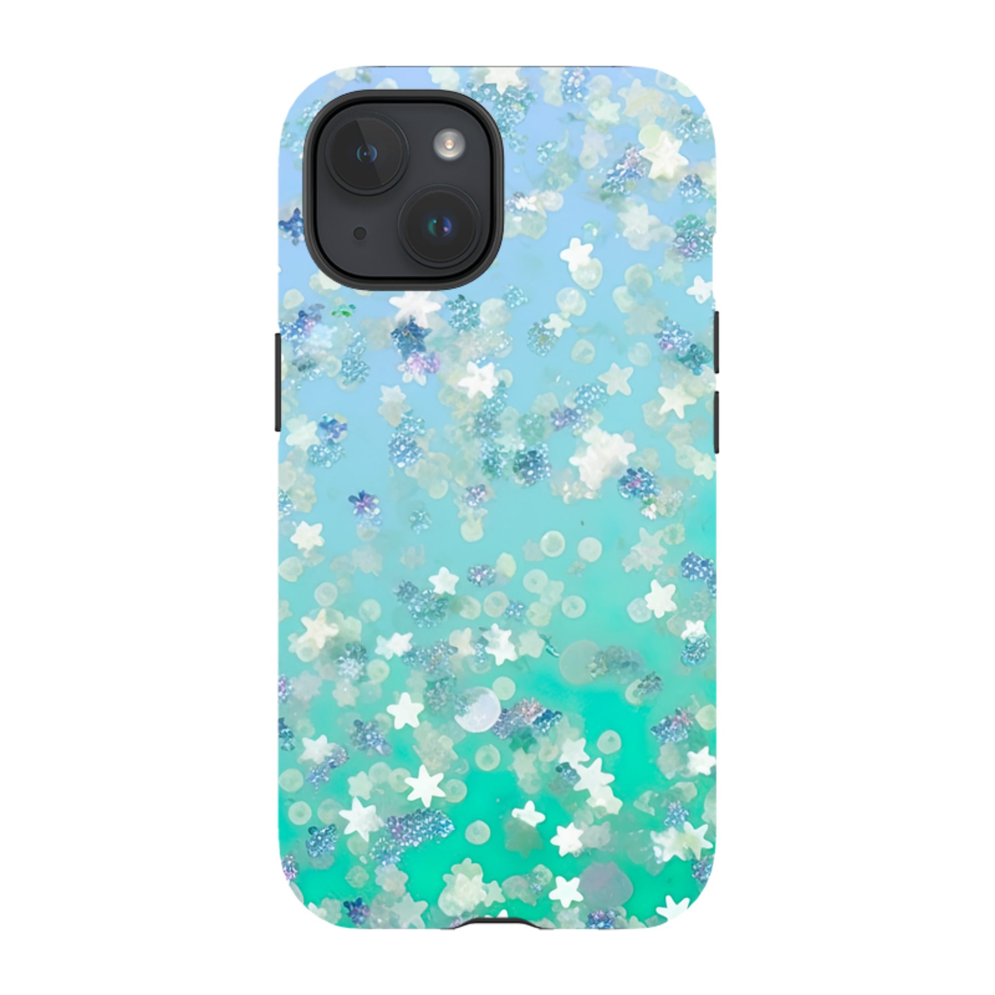 iPhone MagSafe Tough Case - Green Stars (case does not glitter)