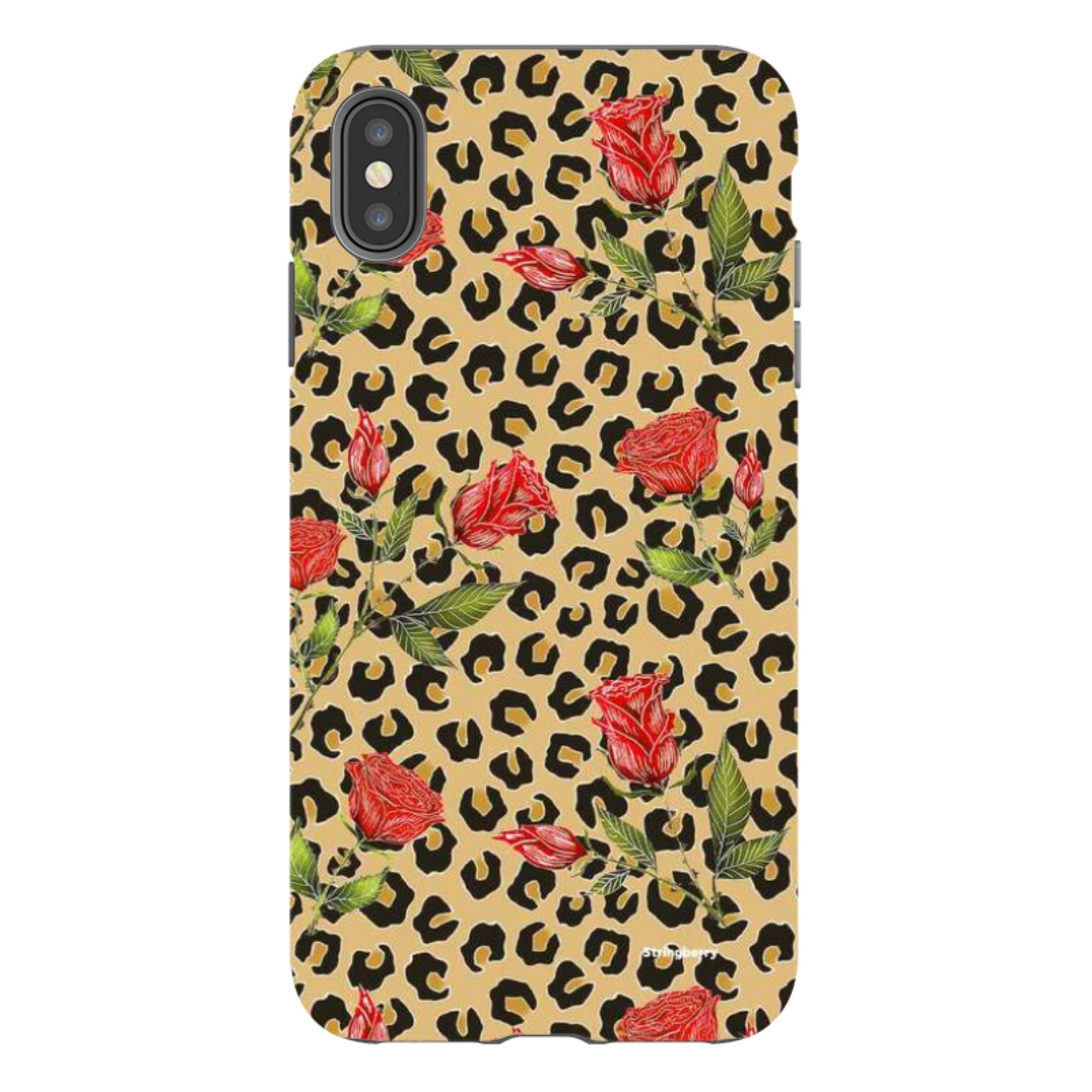 iPhone Tough Case - Leopard Print Rose Pattern By Catherine Rowe